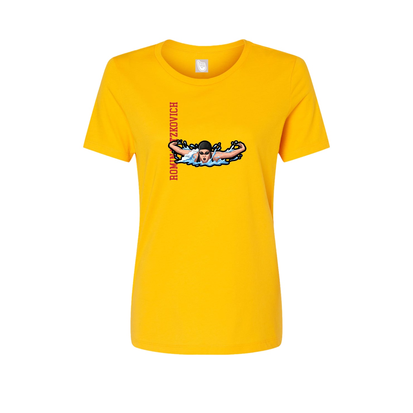 Womens Tee — Name Vertical in Gold