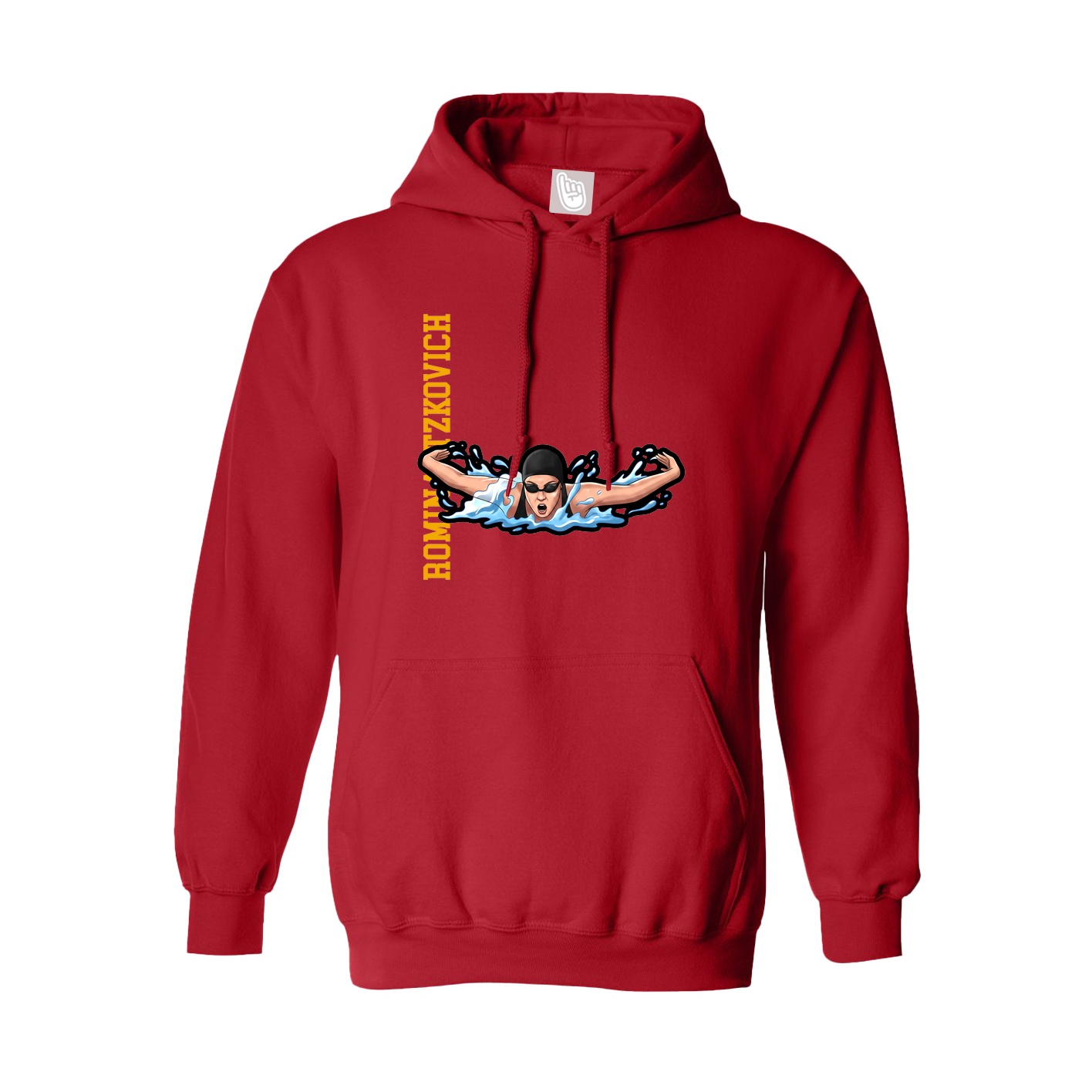 Hoodie — Name Vertical in Red