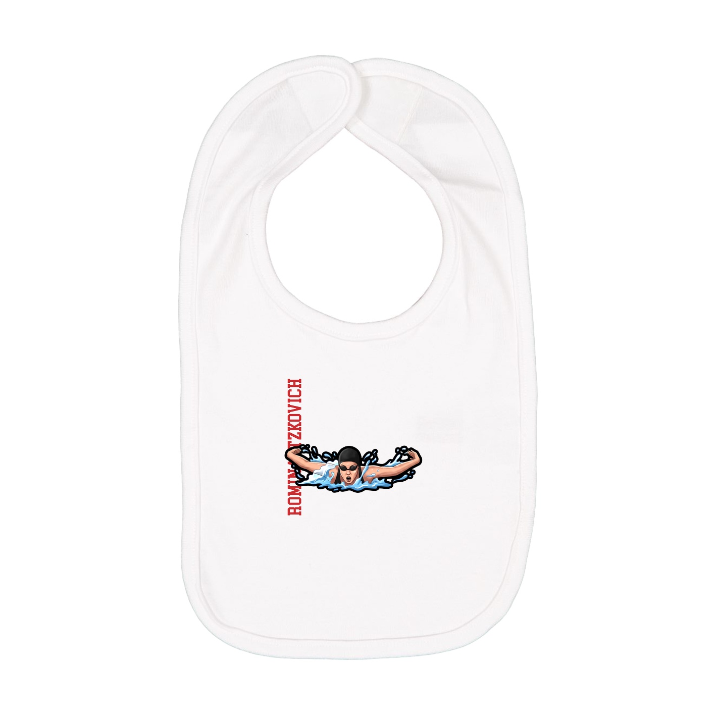 Infant Bib — Name Vertical in White