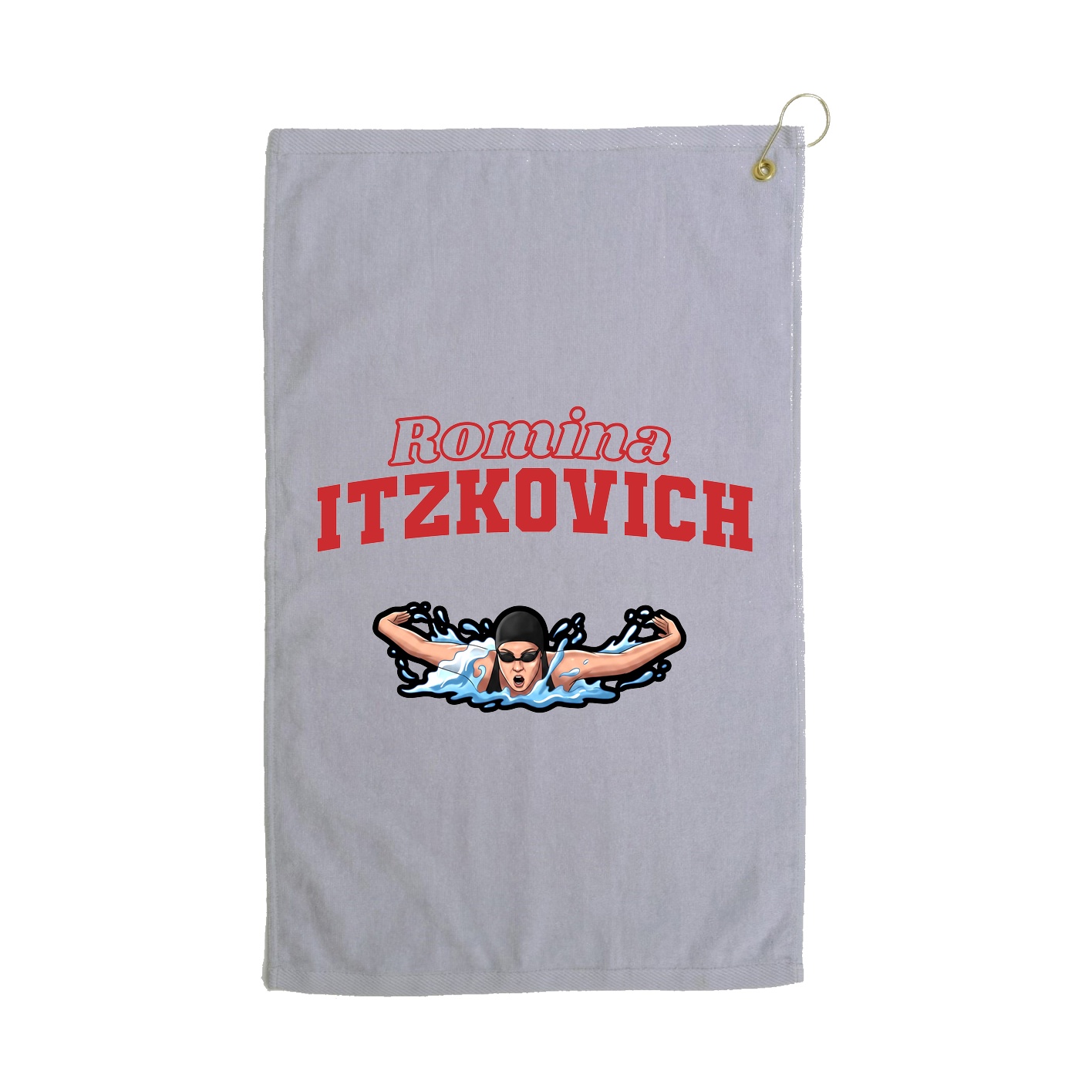 Golf Towel — Name Arch in Grey