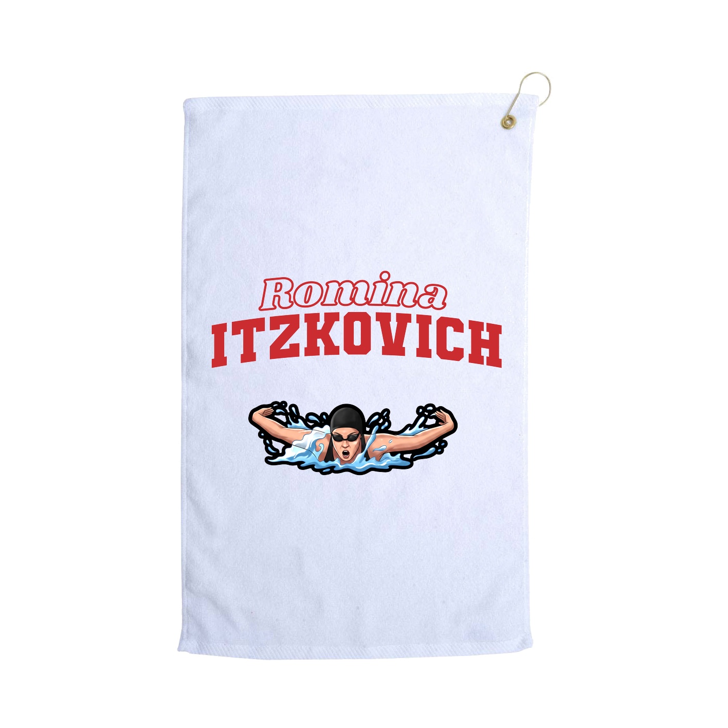 Golf Towel — Name Arch in White