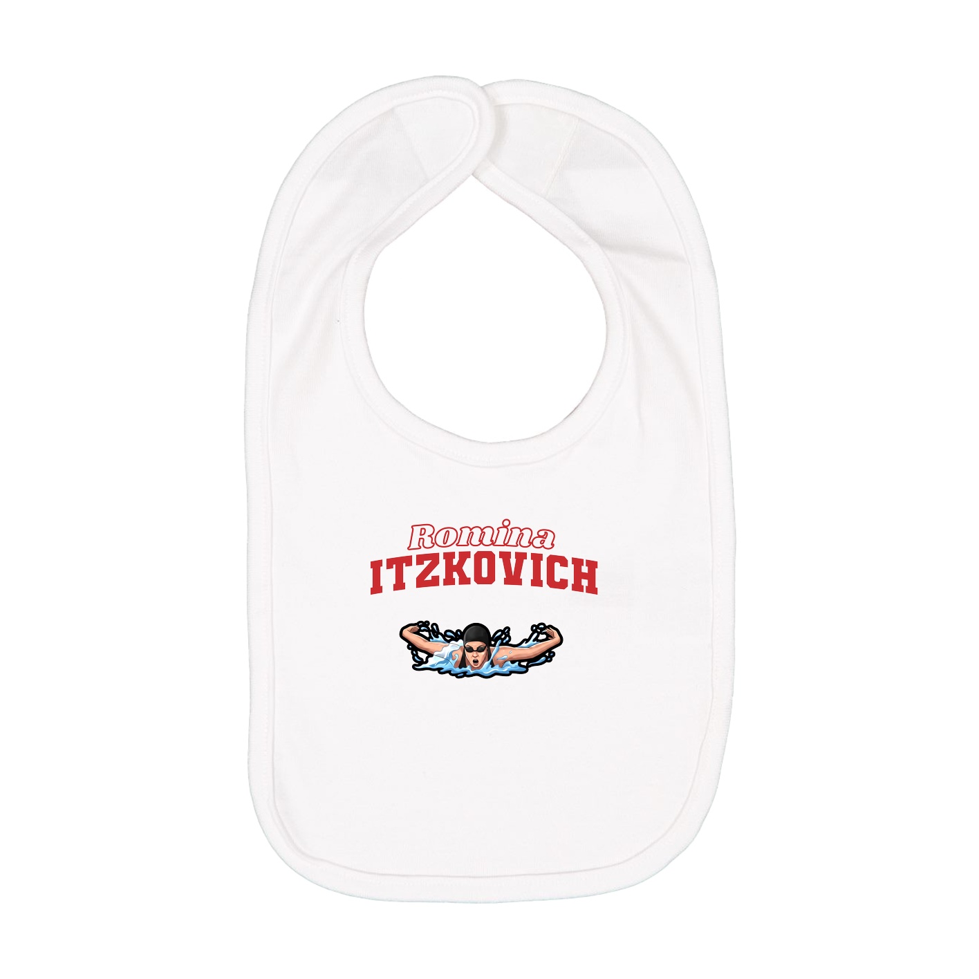 Infant Bib — Name Arch in White
