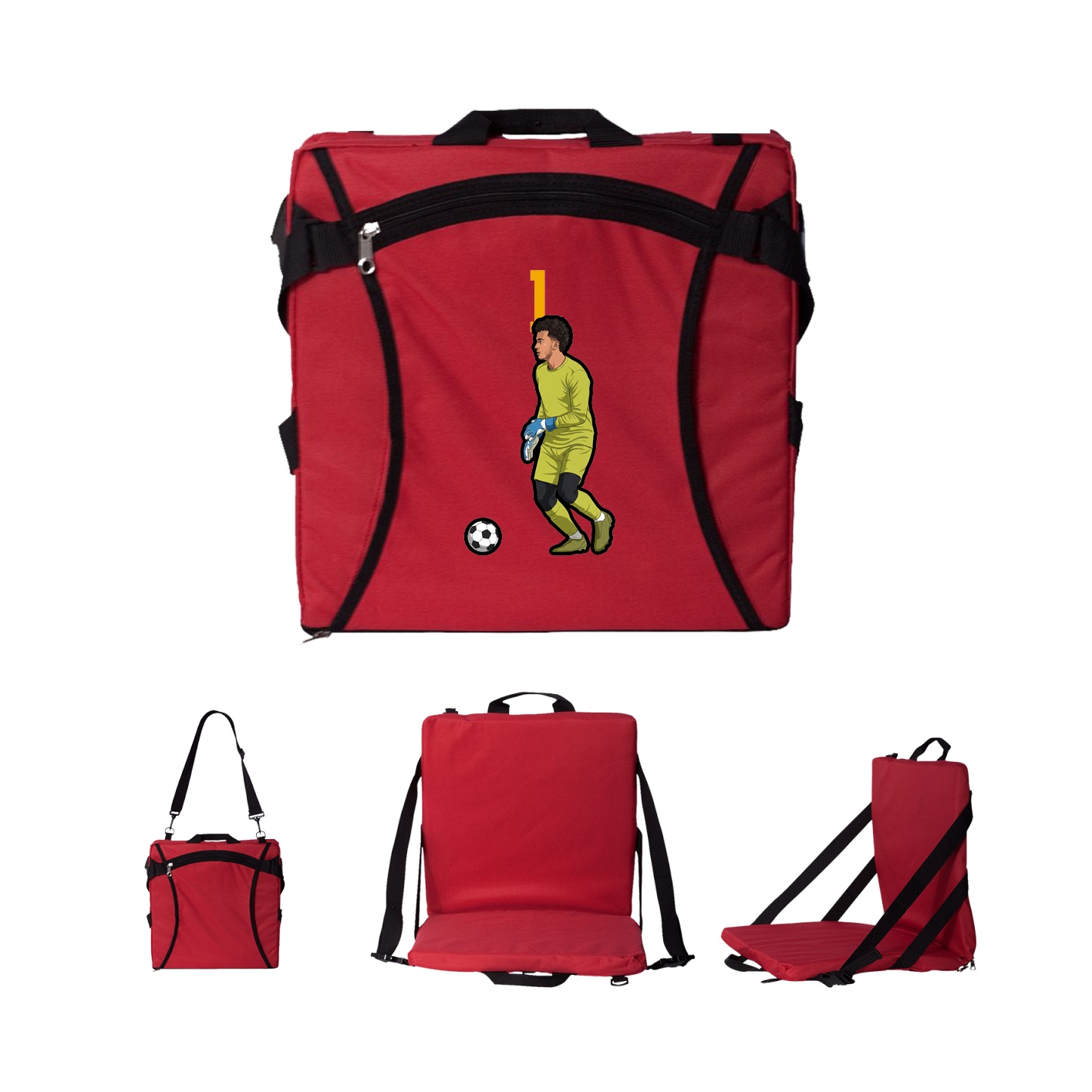 Folding Stadium Seat — Number Top in Red
