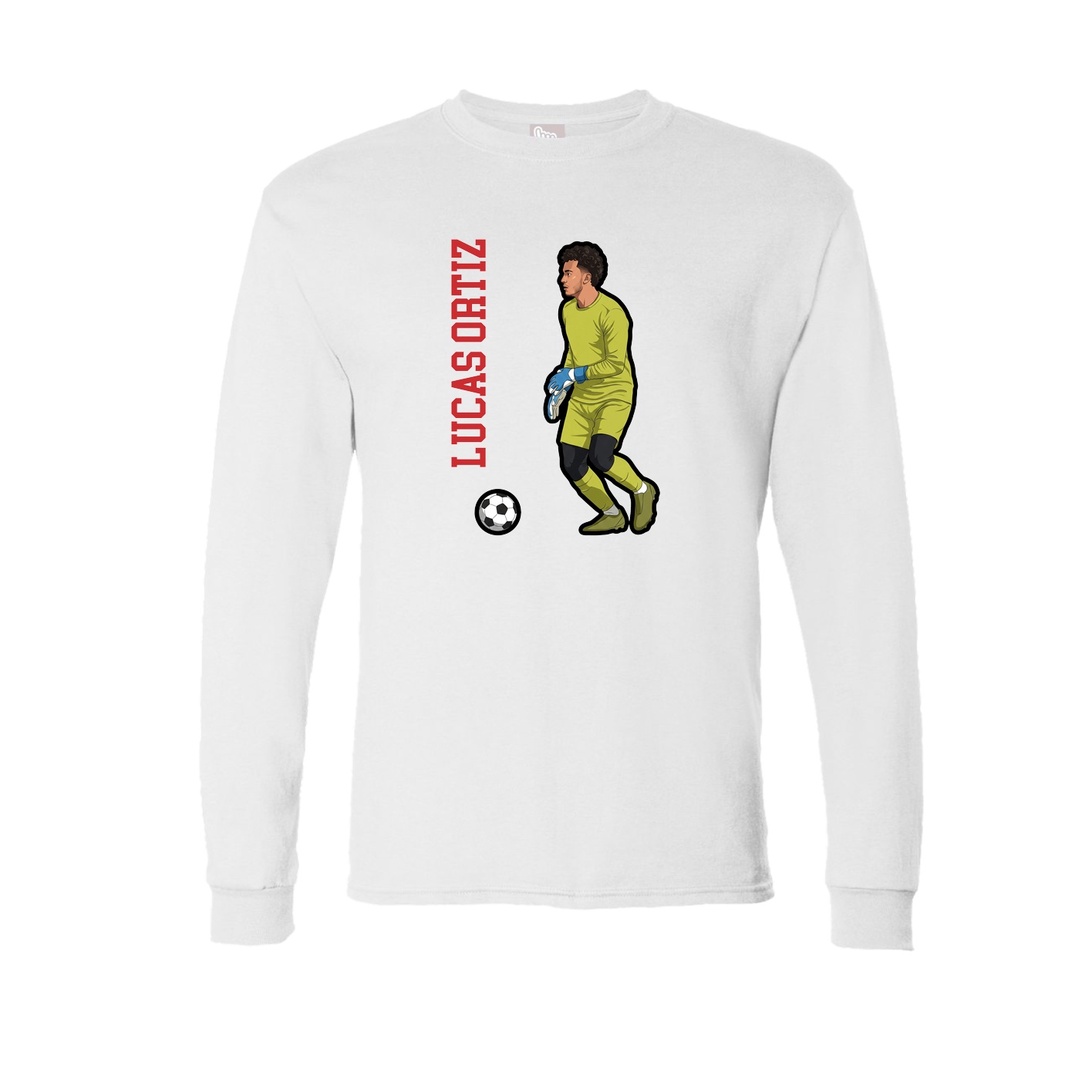 Long Sleeve Tee — Name Vertical in White