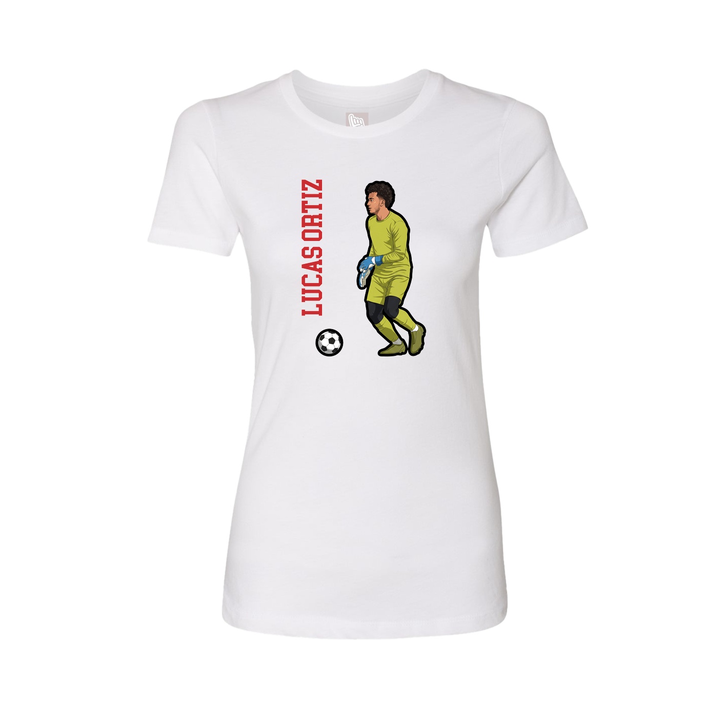 Fitted Women's Tee — Name Vertical in White