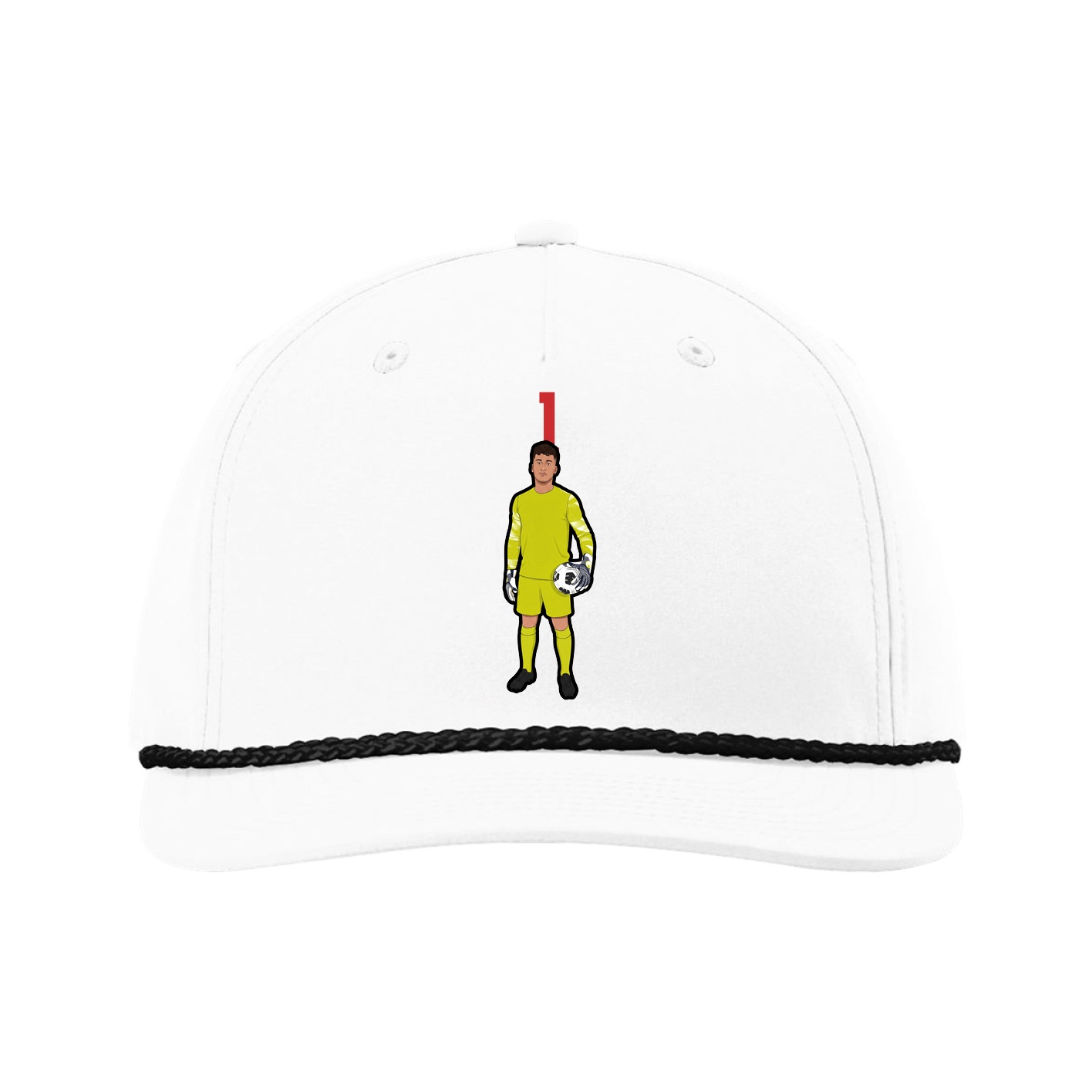 Five-Panel Classic Rope Cap — Number Top in White
