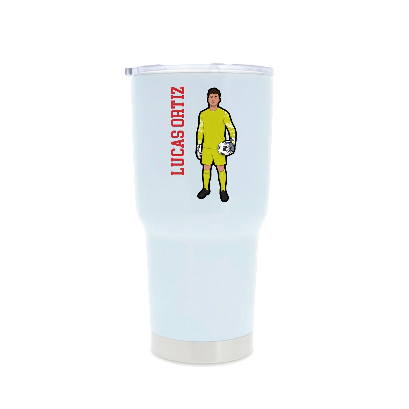 30oz Stainless Steel Tumbler — Name Vertical in White
