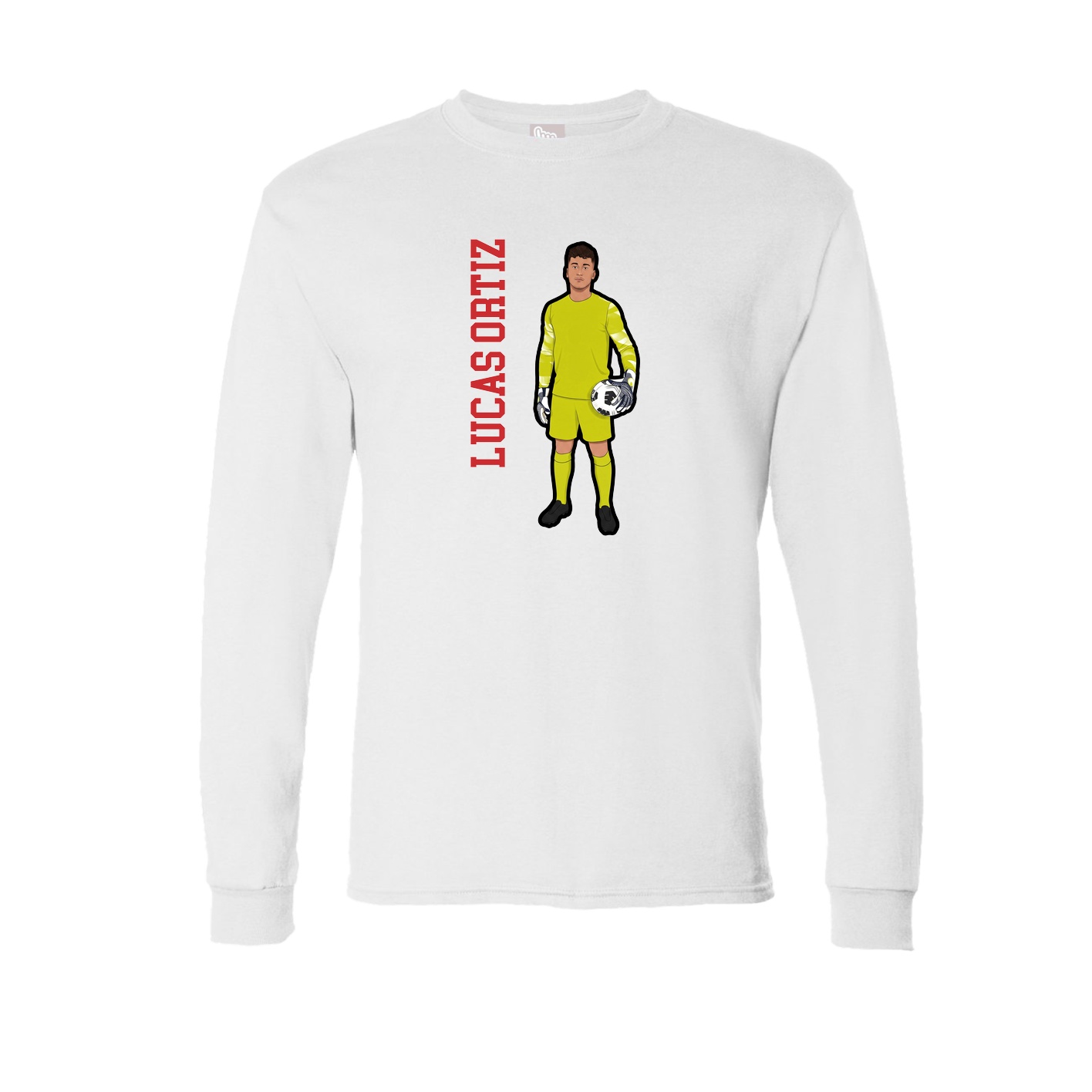 Long Sleeve Tee — Name Vertical in White