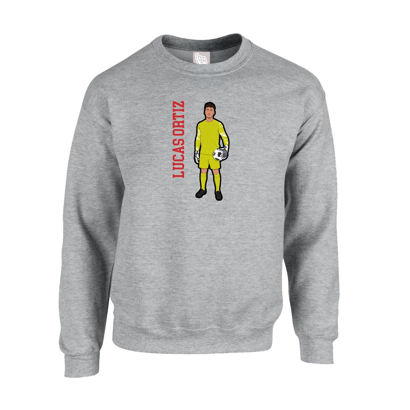 Fleece Crew — Name Vertical in Grey