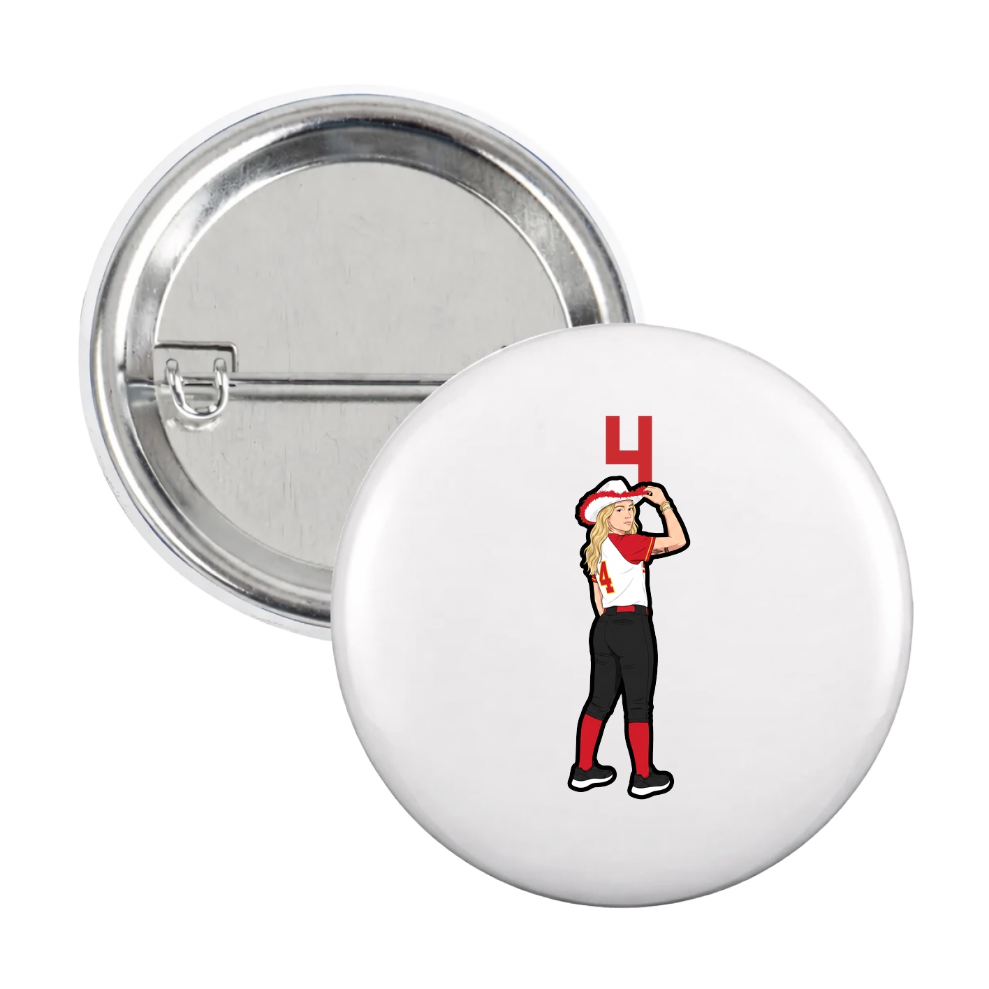 Game Day Button — Number Top in White