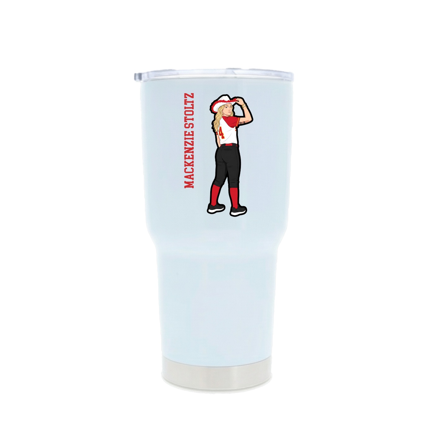 30oz Stainless Steel Tumbler — Name Vertical in White