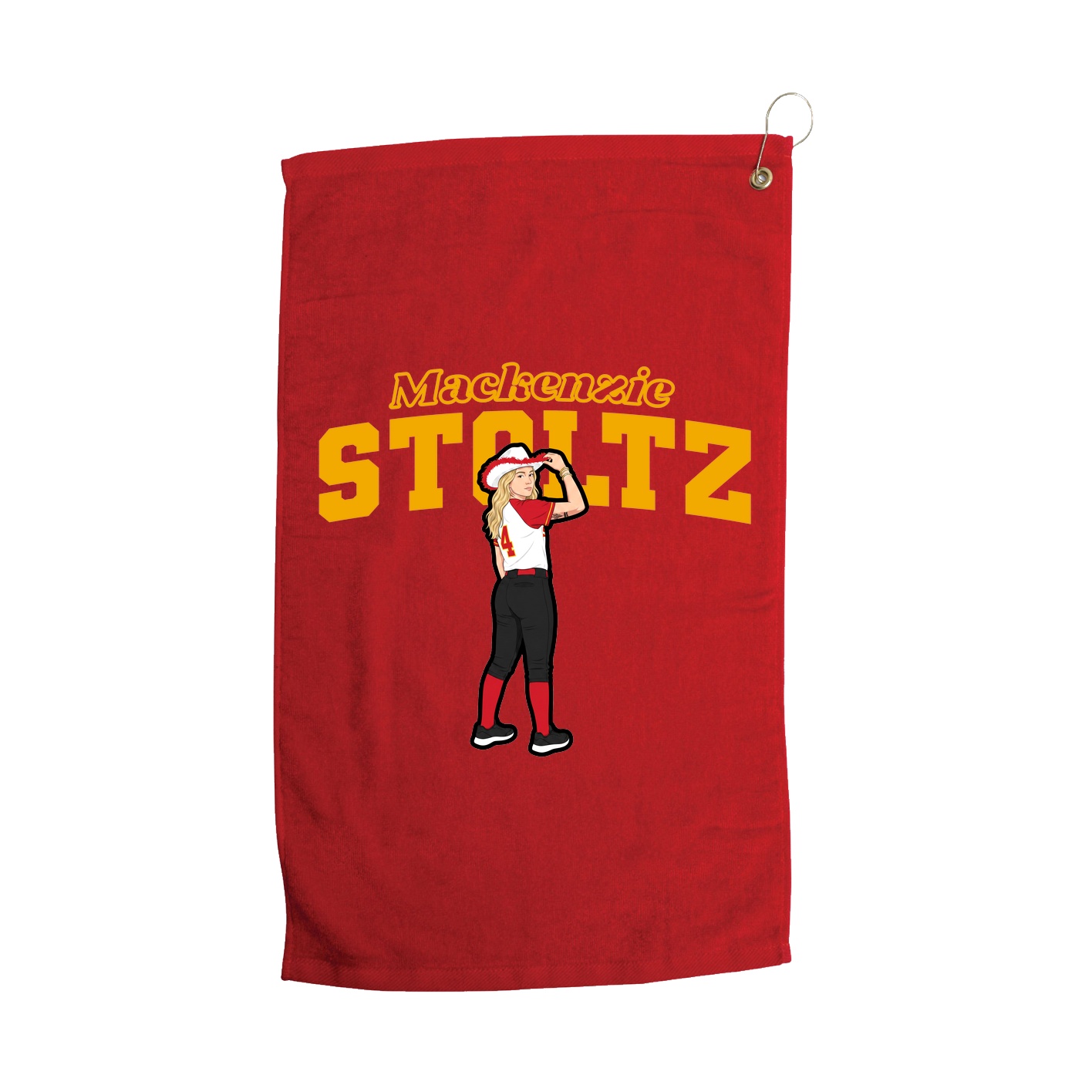 Golf Towel — Name Arch in Red