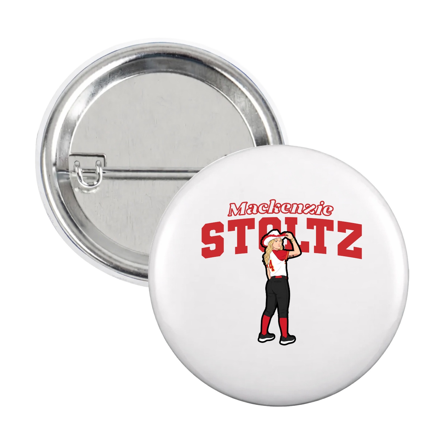 Game Day Button — Name Arch in White