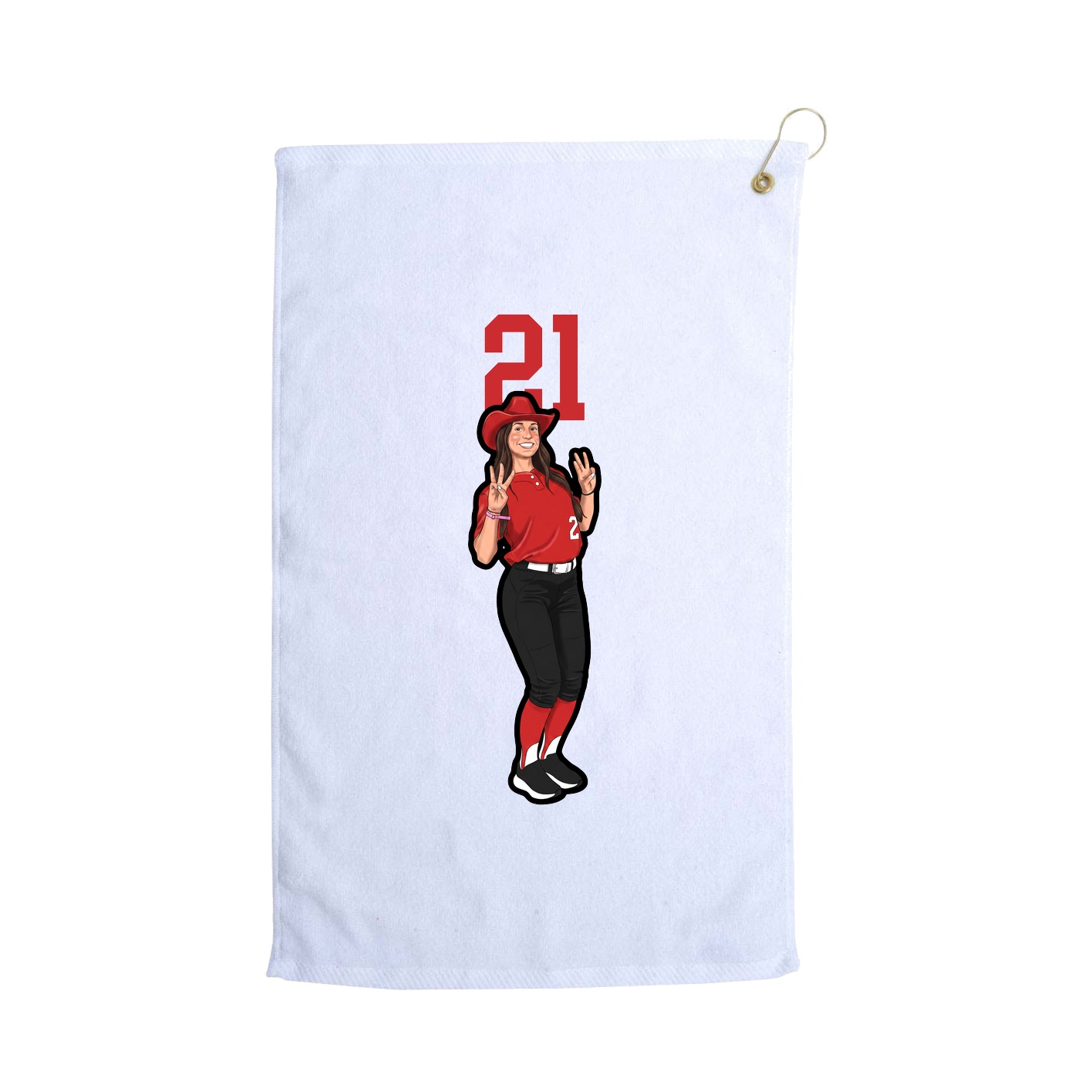 Golf Towel — Number Top in White
