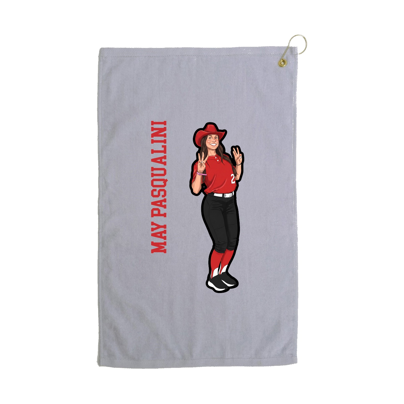Golf Towel — Name Vertical in Grey