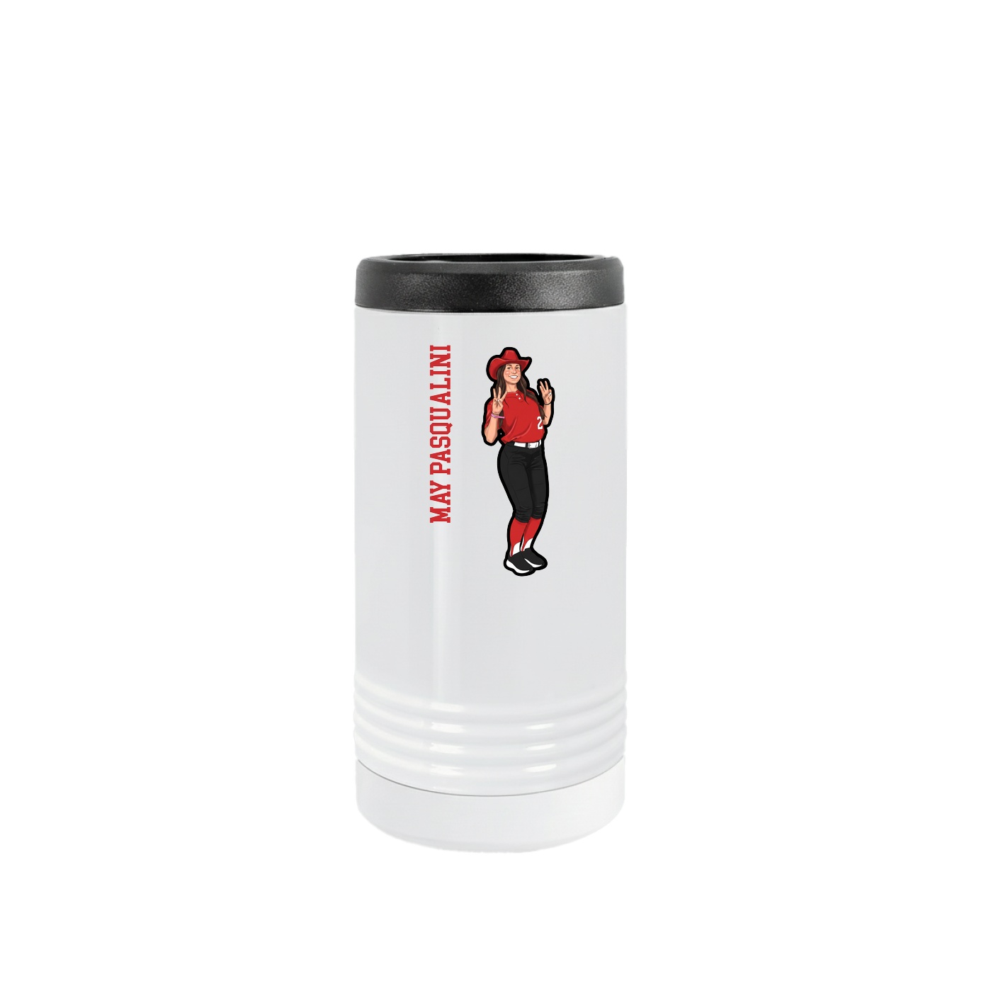 Slim Beverage Holder — Name Vertical in White