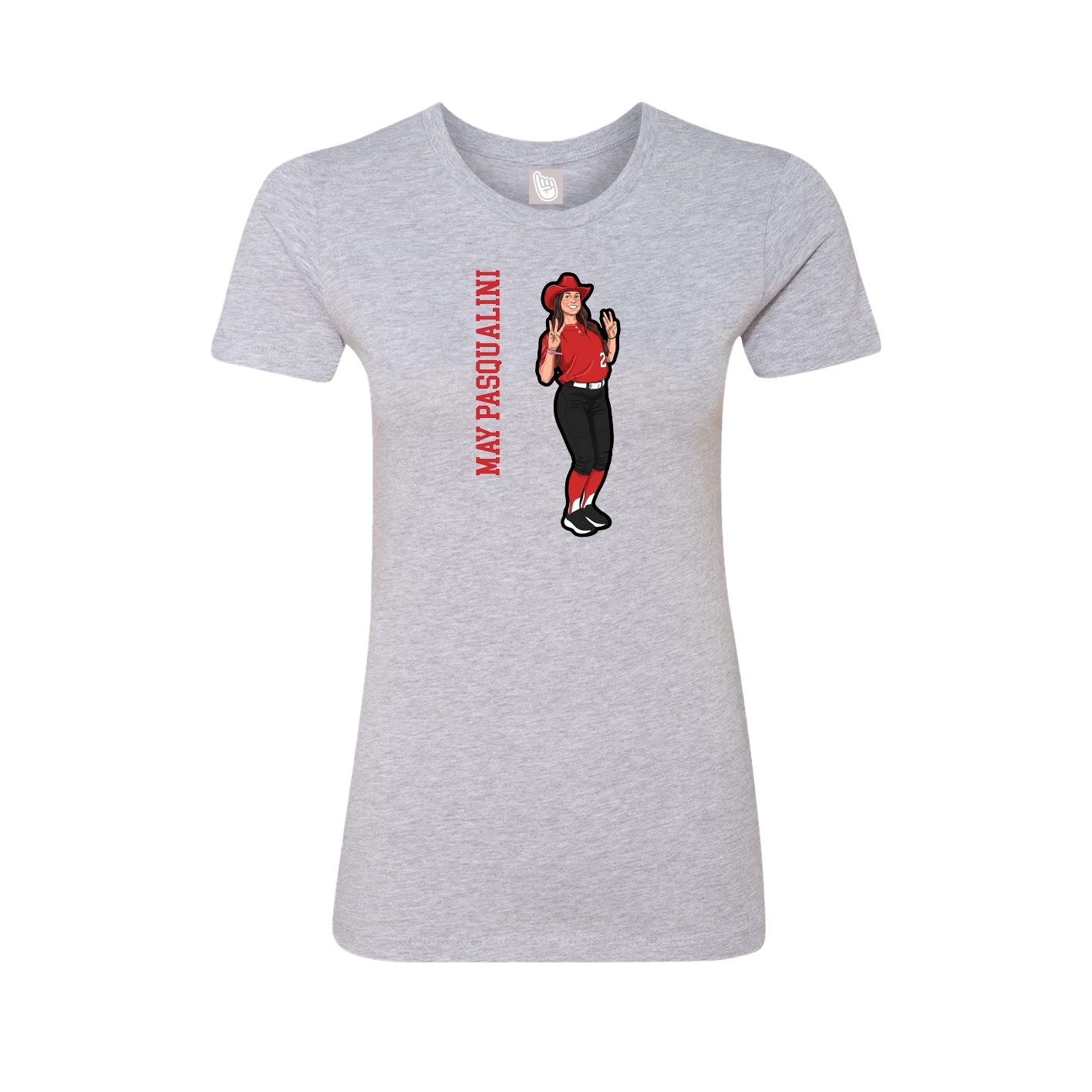 Fitted Women's Tee — Name Vertical in Grey