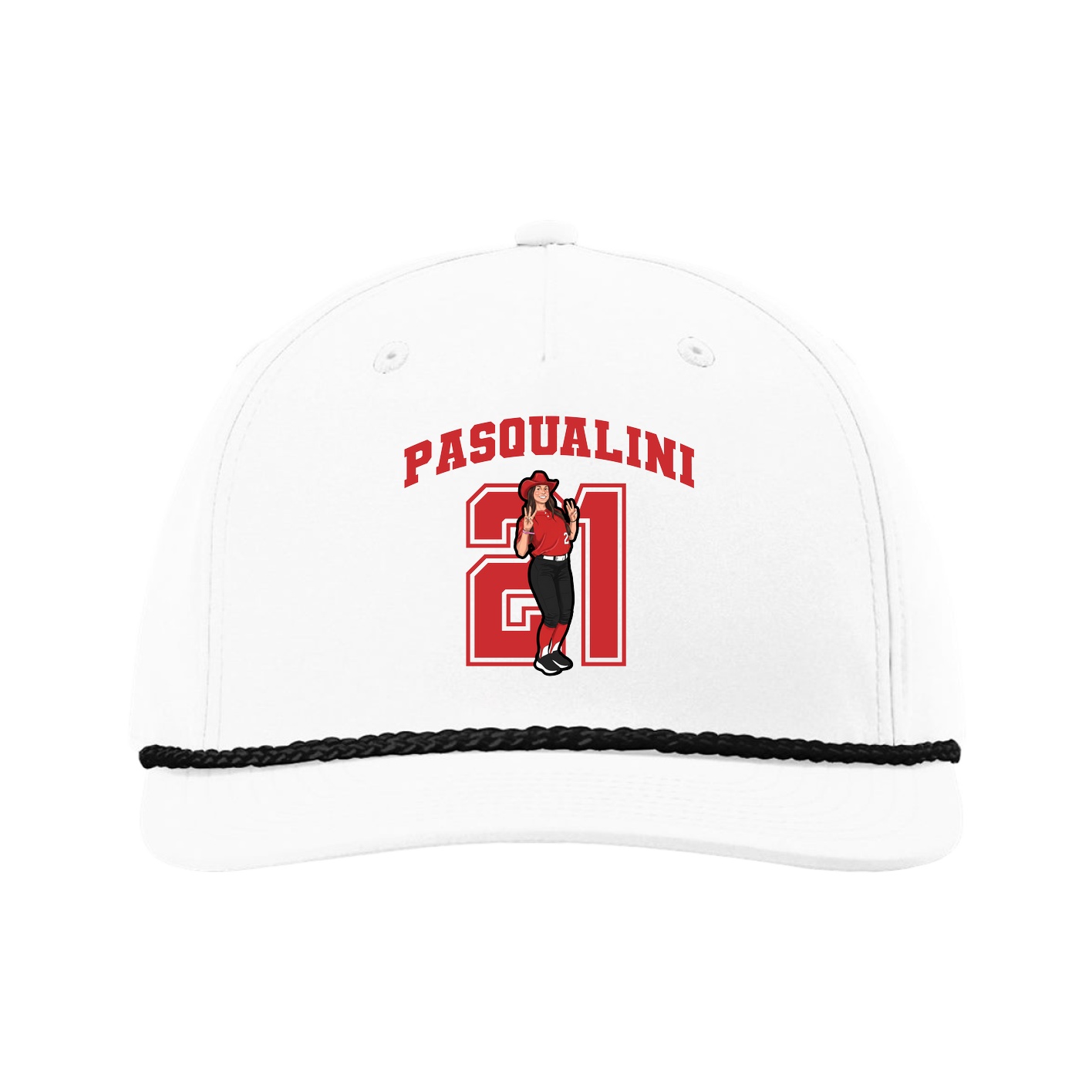 Five-Panel Classic Rope Cap — Number in White