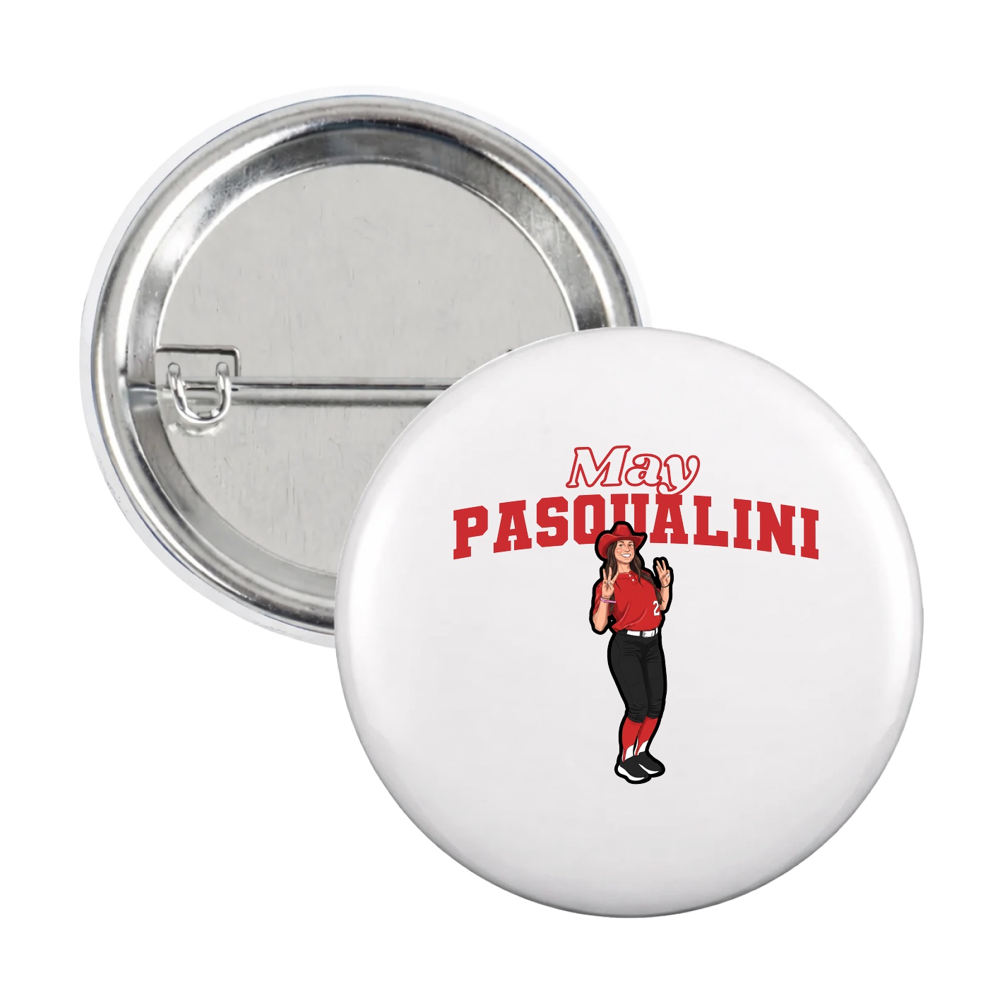 Game Day Button — Name Arch in White