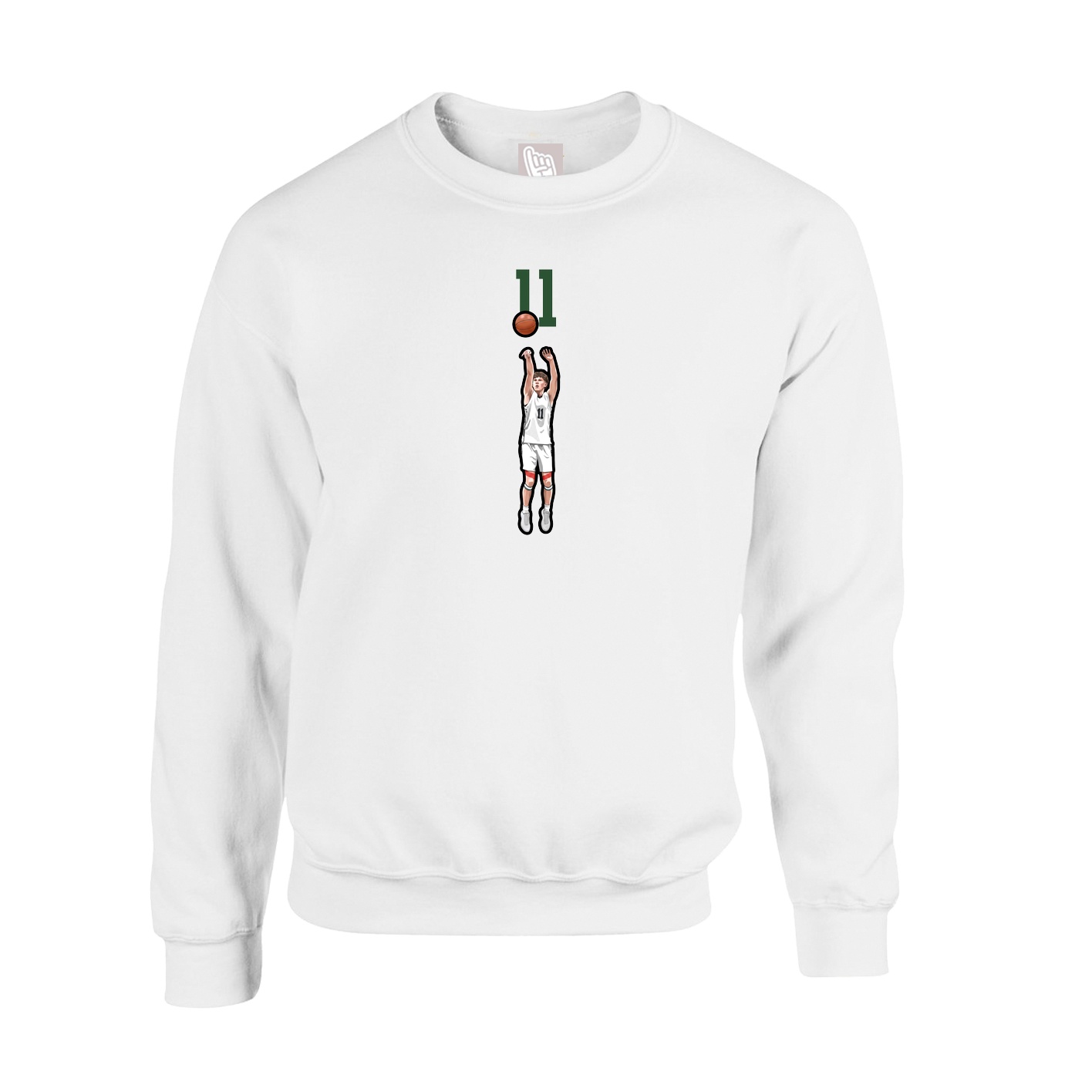 Fleece Crew — Number Top in White