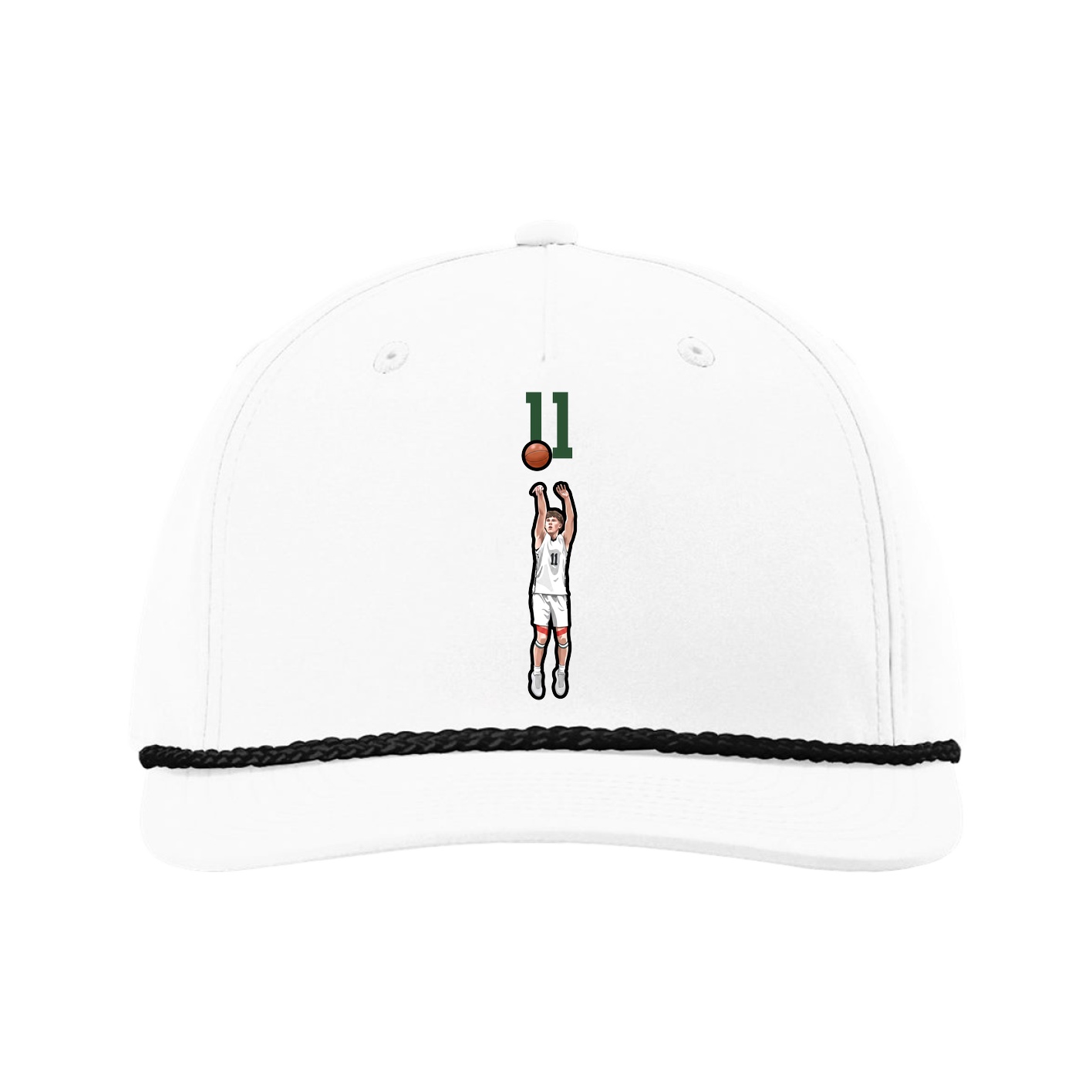 Five-Panel Classic Rope Cap — Number Top in White
