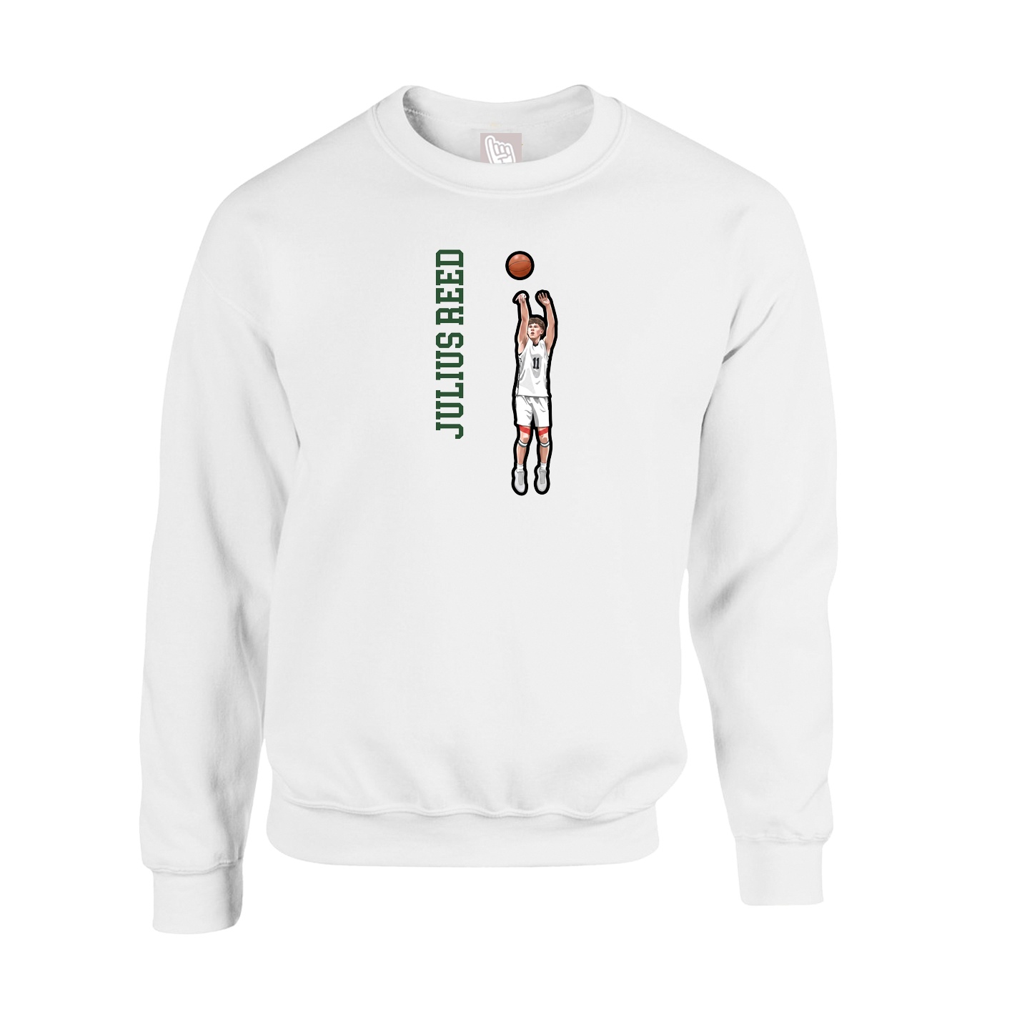 Fleece Crew — Name Vertical in White
