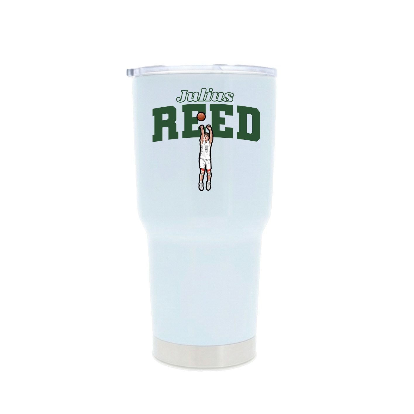30oz Stainless Steel Tumbler — Name Arch in White