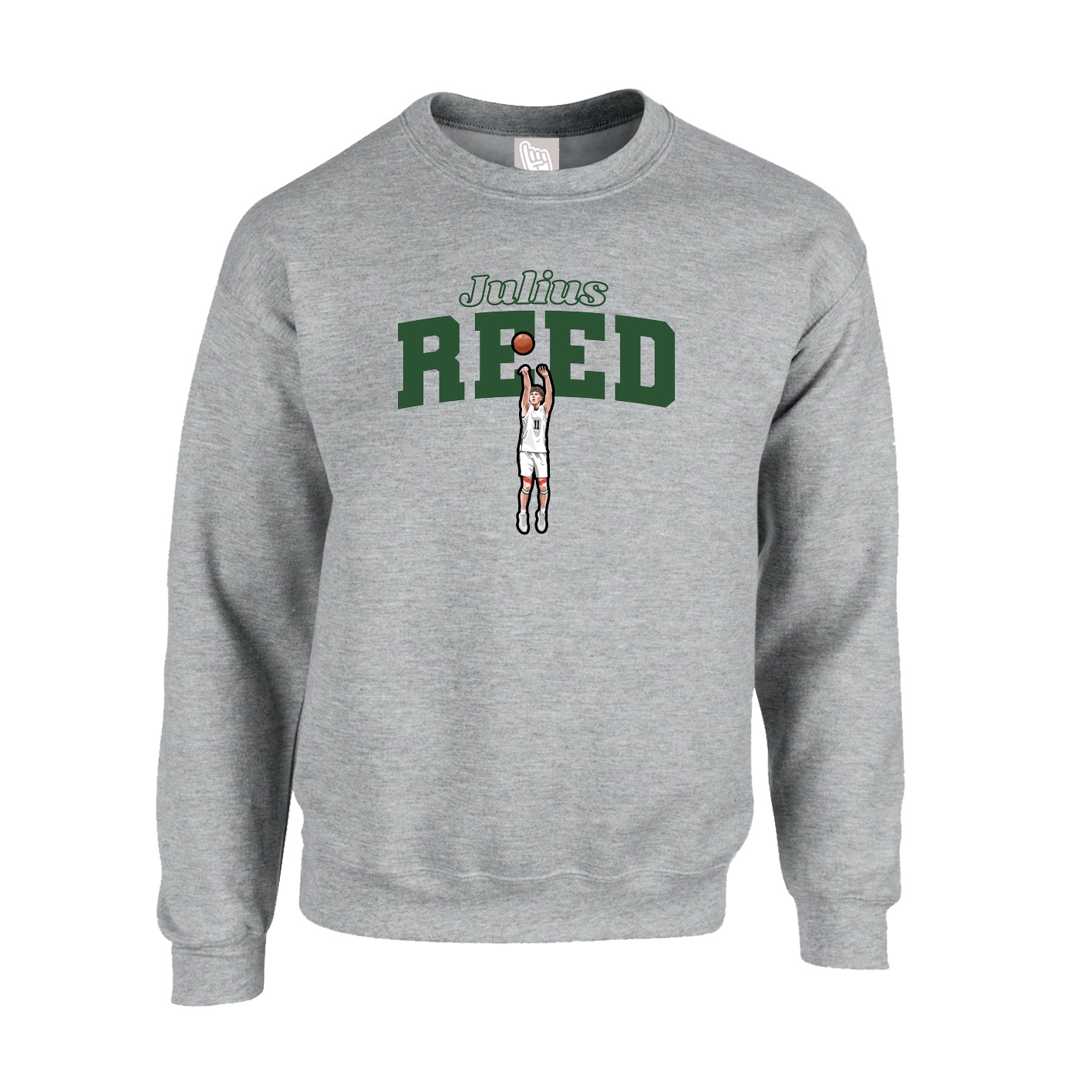 Fleece Crew — Name Arch in Grey