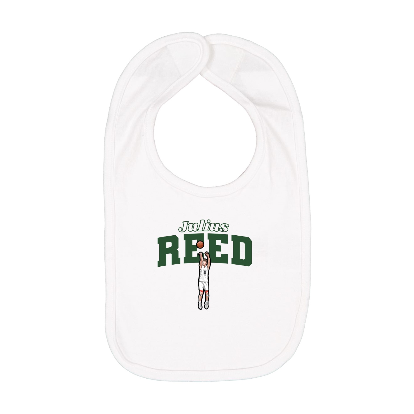 Infant Bib — Name Arch in White