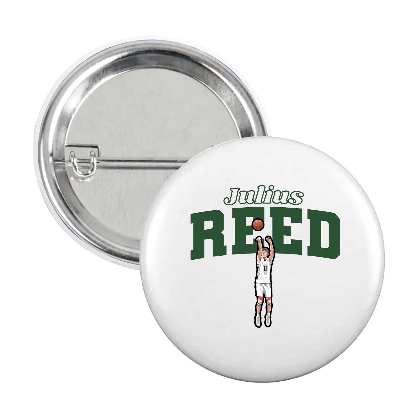Game Day Button — Name Arch in White