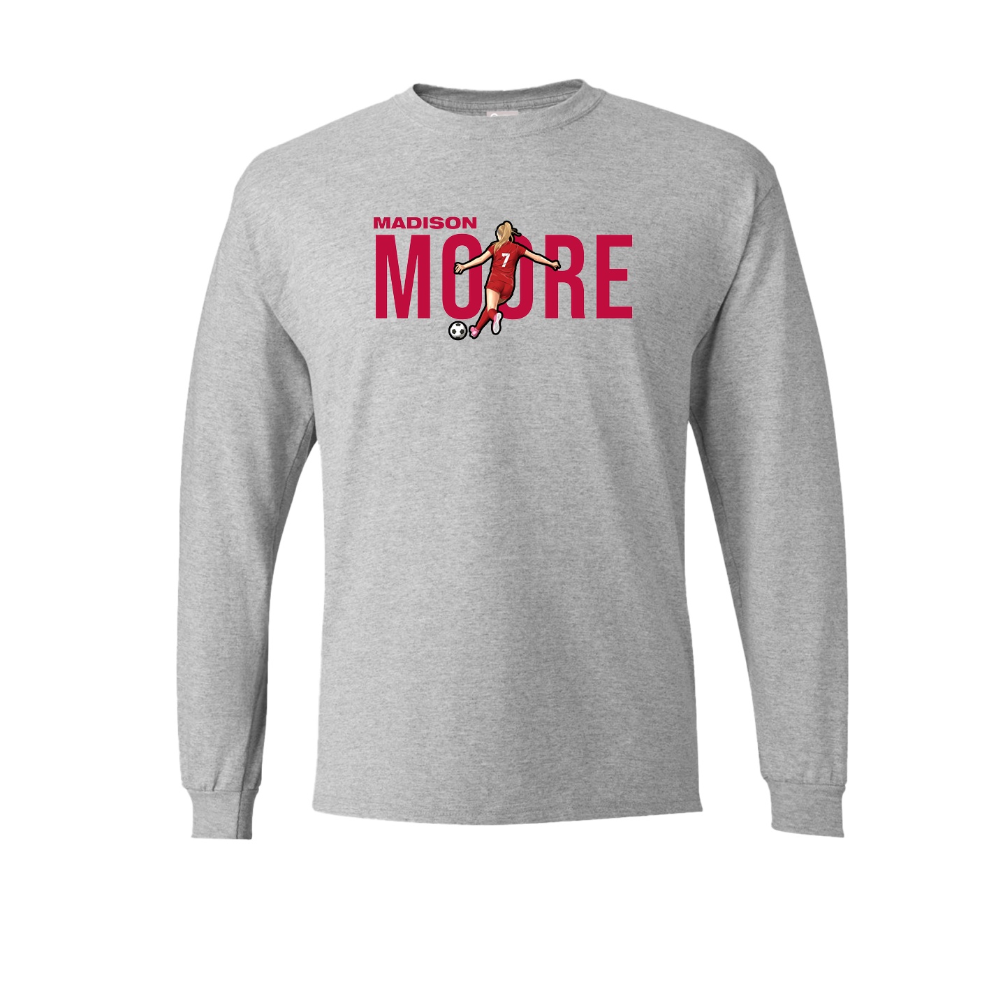 Long Sleeve Tee — Player Name in Grey