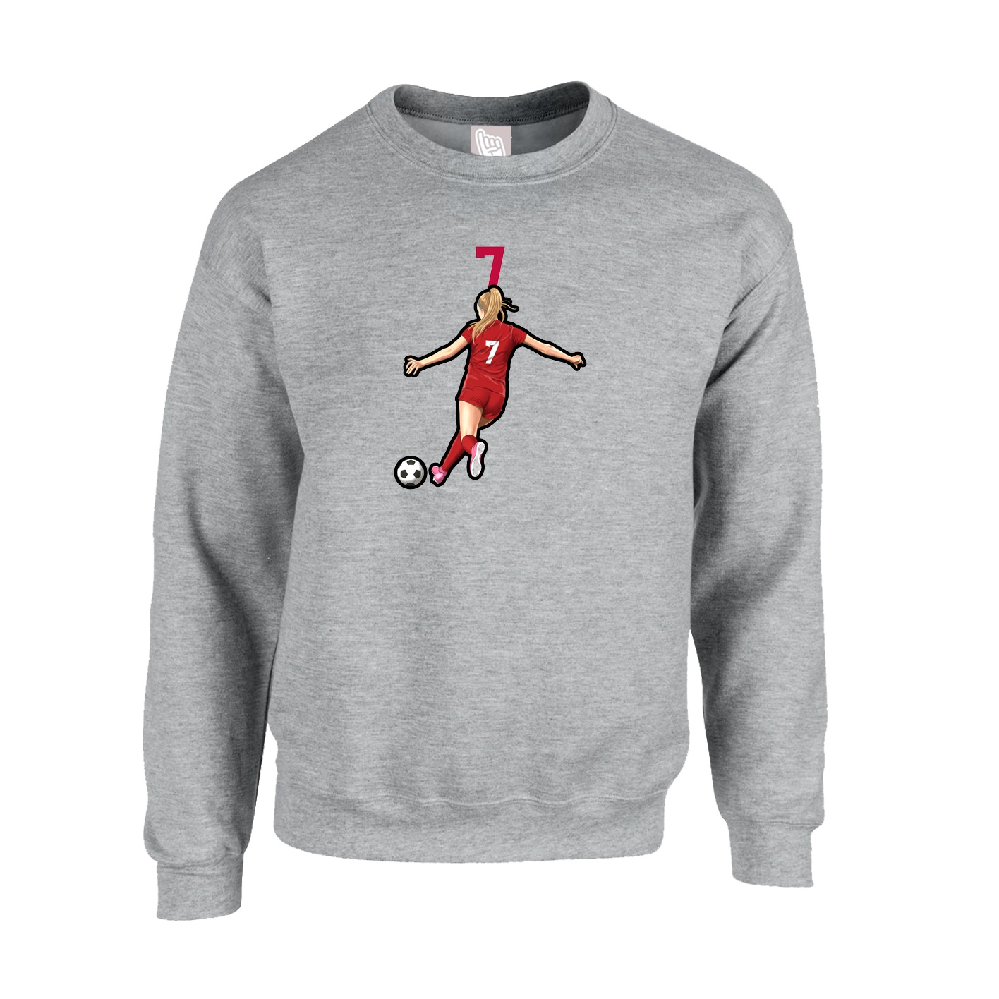 Fleece Crew — Number Top in Grey