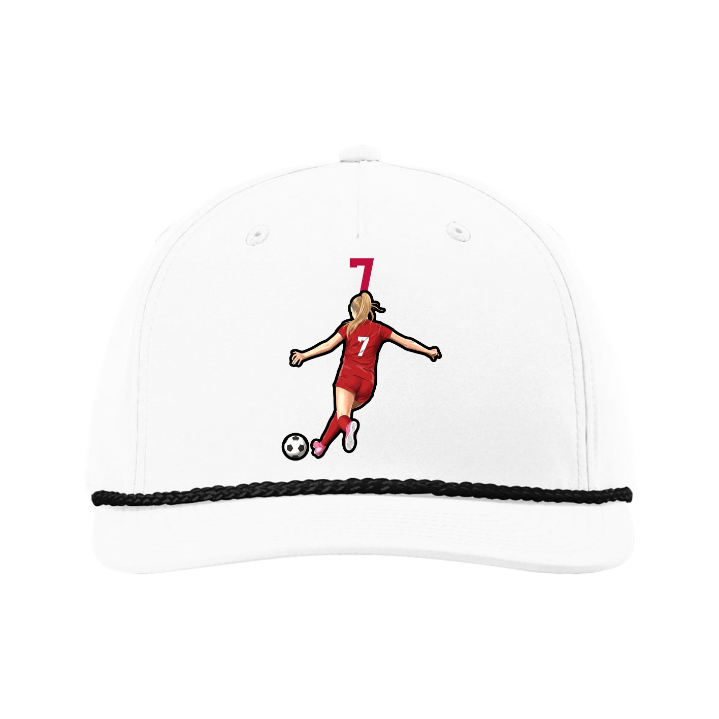 Five-Panel Classic Rope Cap — Number Top in White