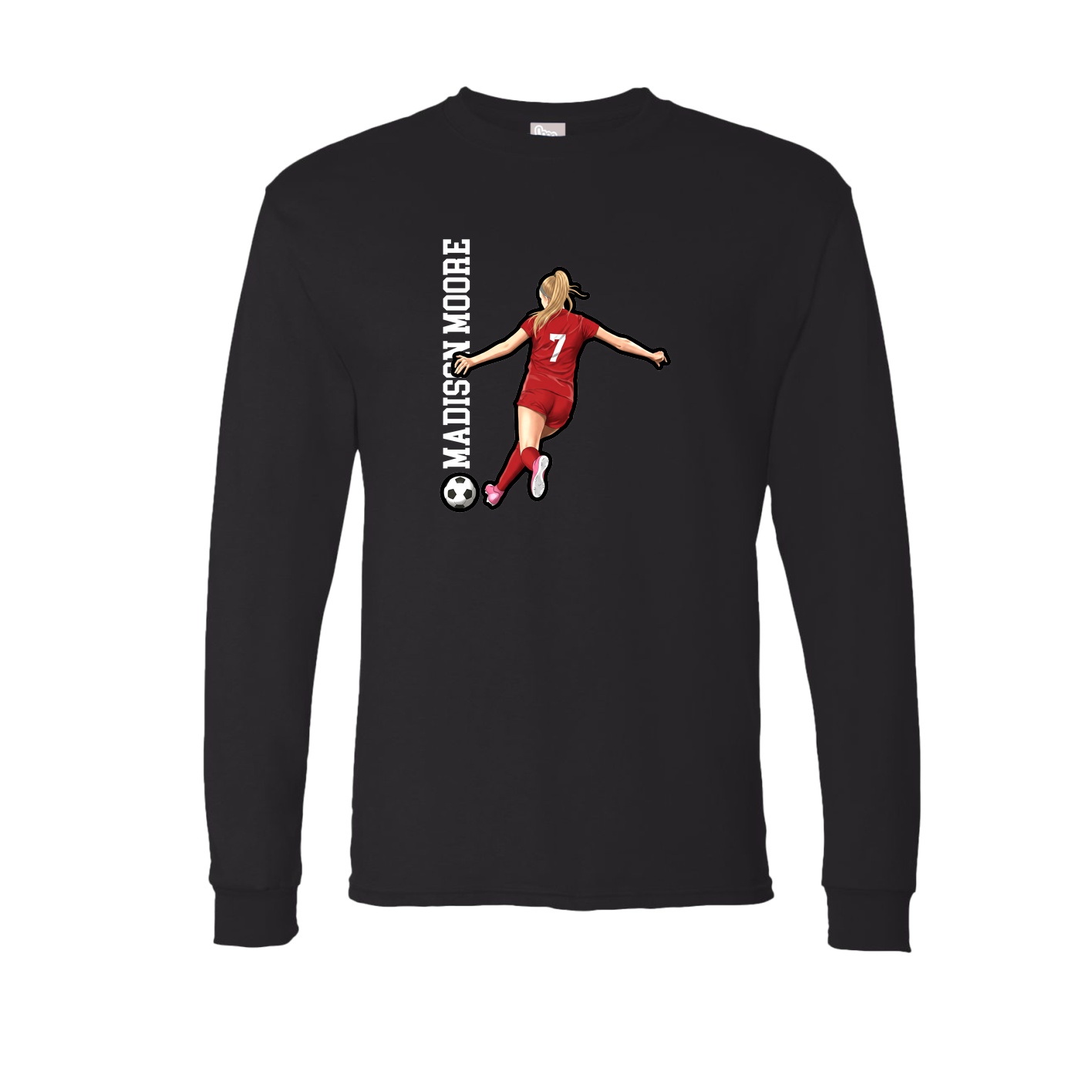 Long Sleeve Tee — Name Vertical in Black