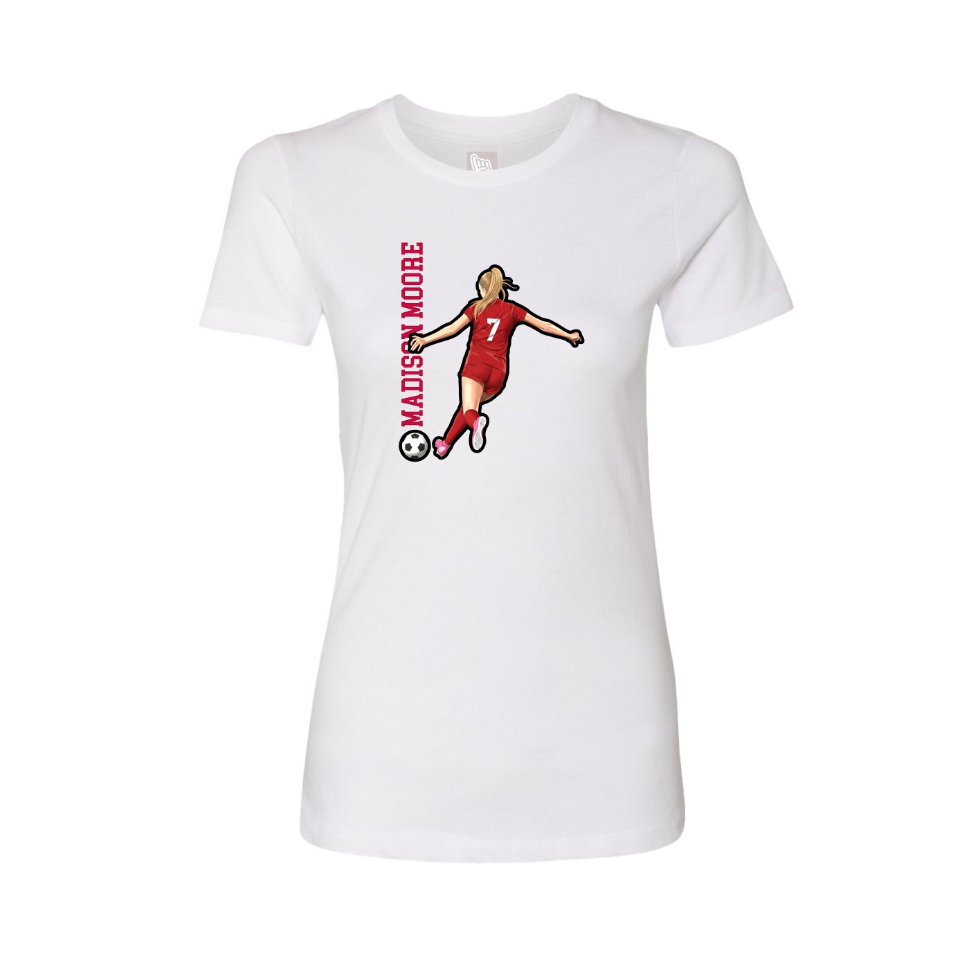 Fitted Women's Tee — Name Vertical in White