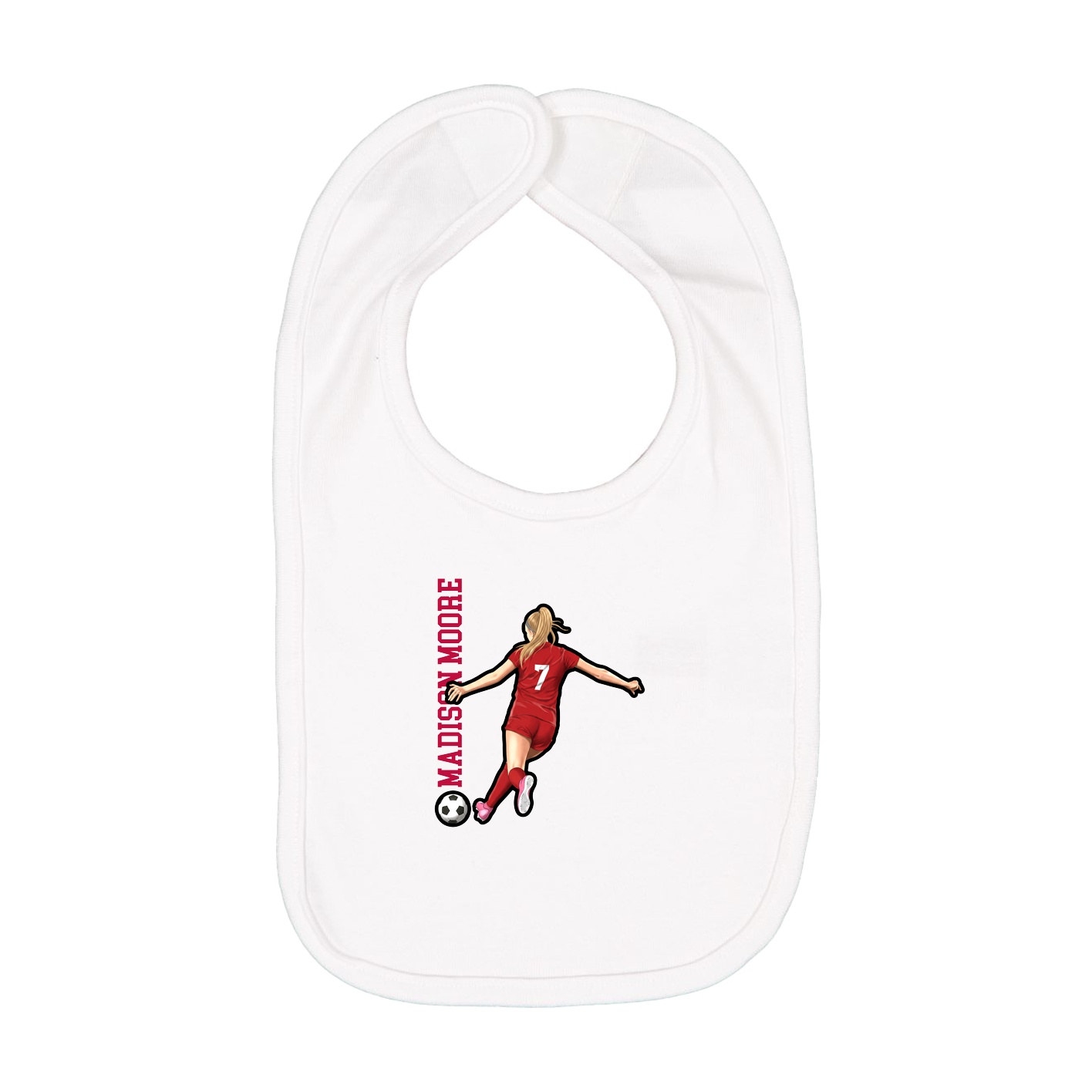 Infant Bib — Name Vertical in White
