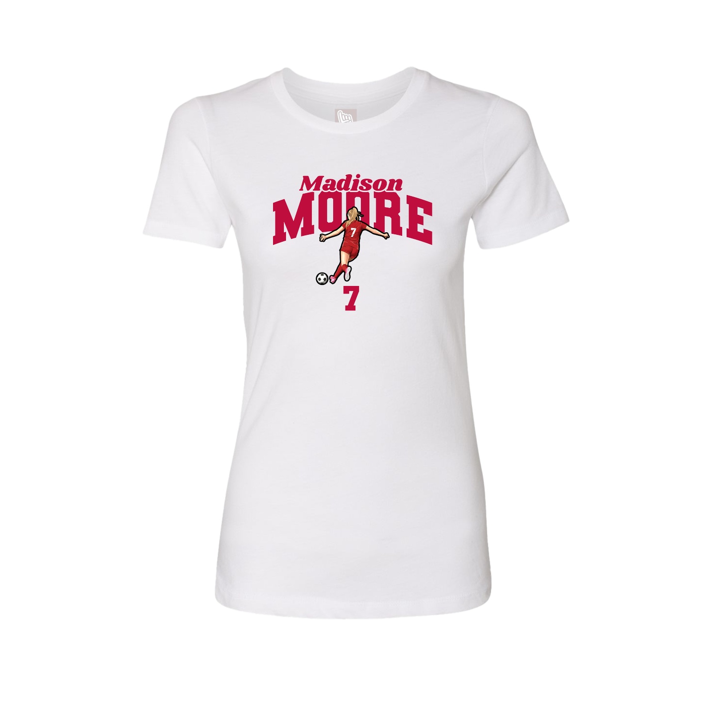 Fitted Women's Tee — Signature Arch in White