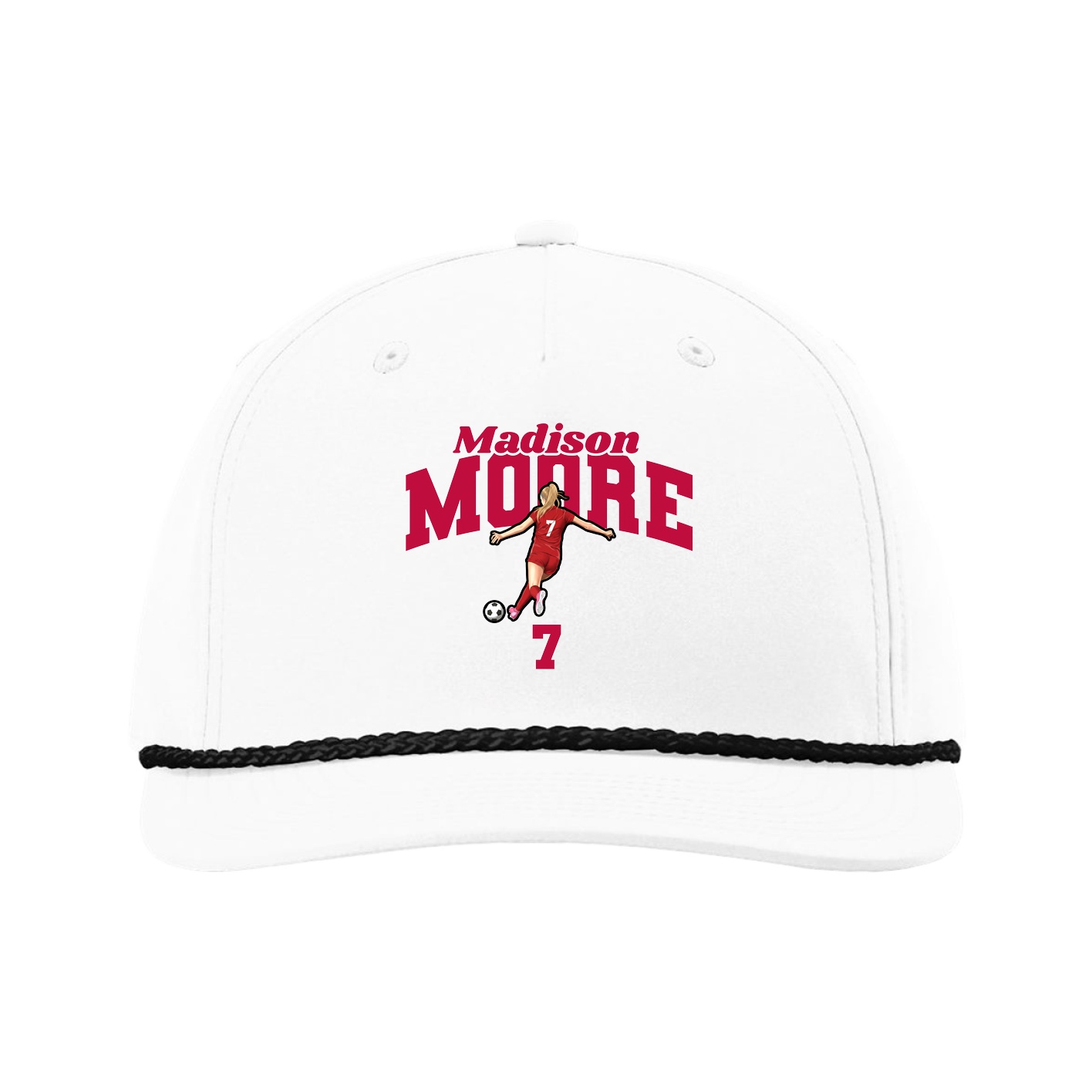 Five-Panel Classic Rope Cap — Signature Arch in White