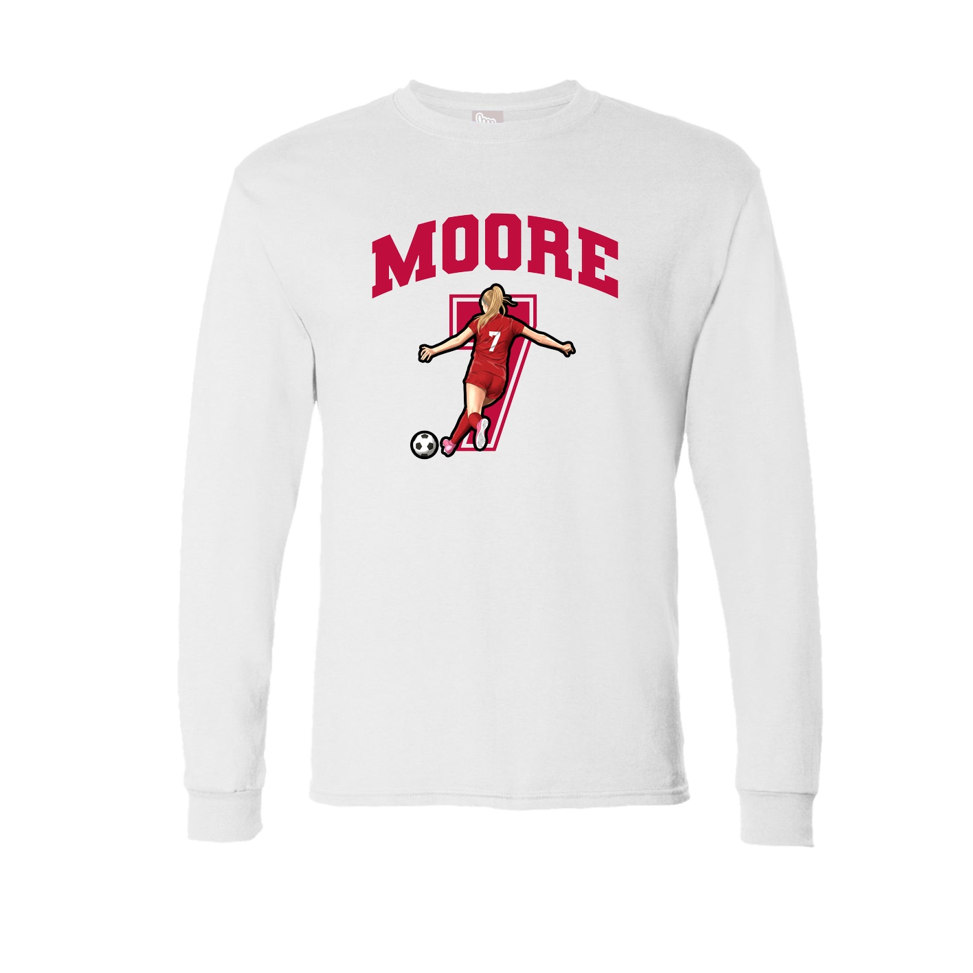 Long Sleeve Tee — Number in White