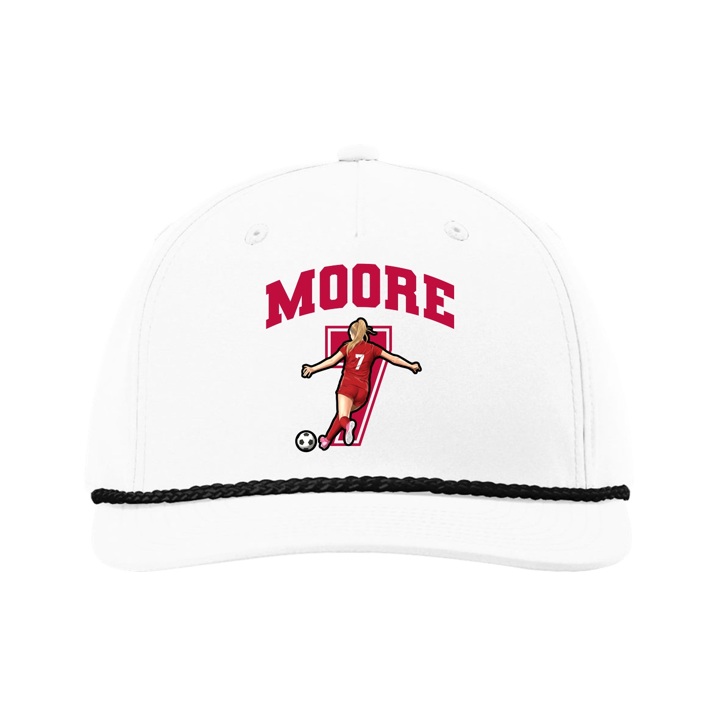 Five-Panel Classic Rope Cap — Number in White