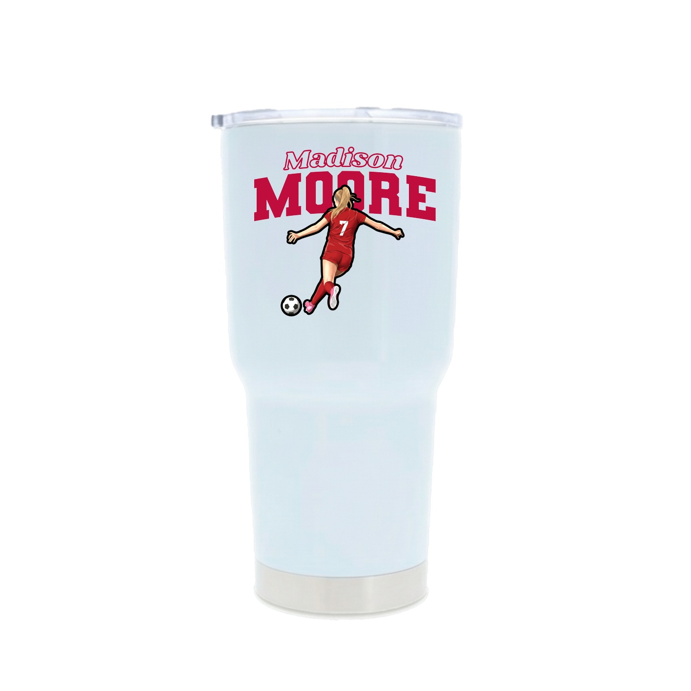 30oz Stainless Steel Tumbler — Name Arch in White