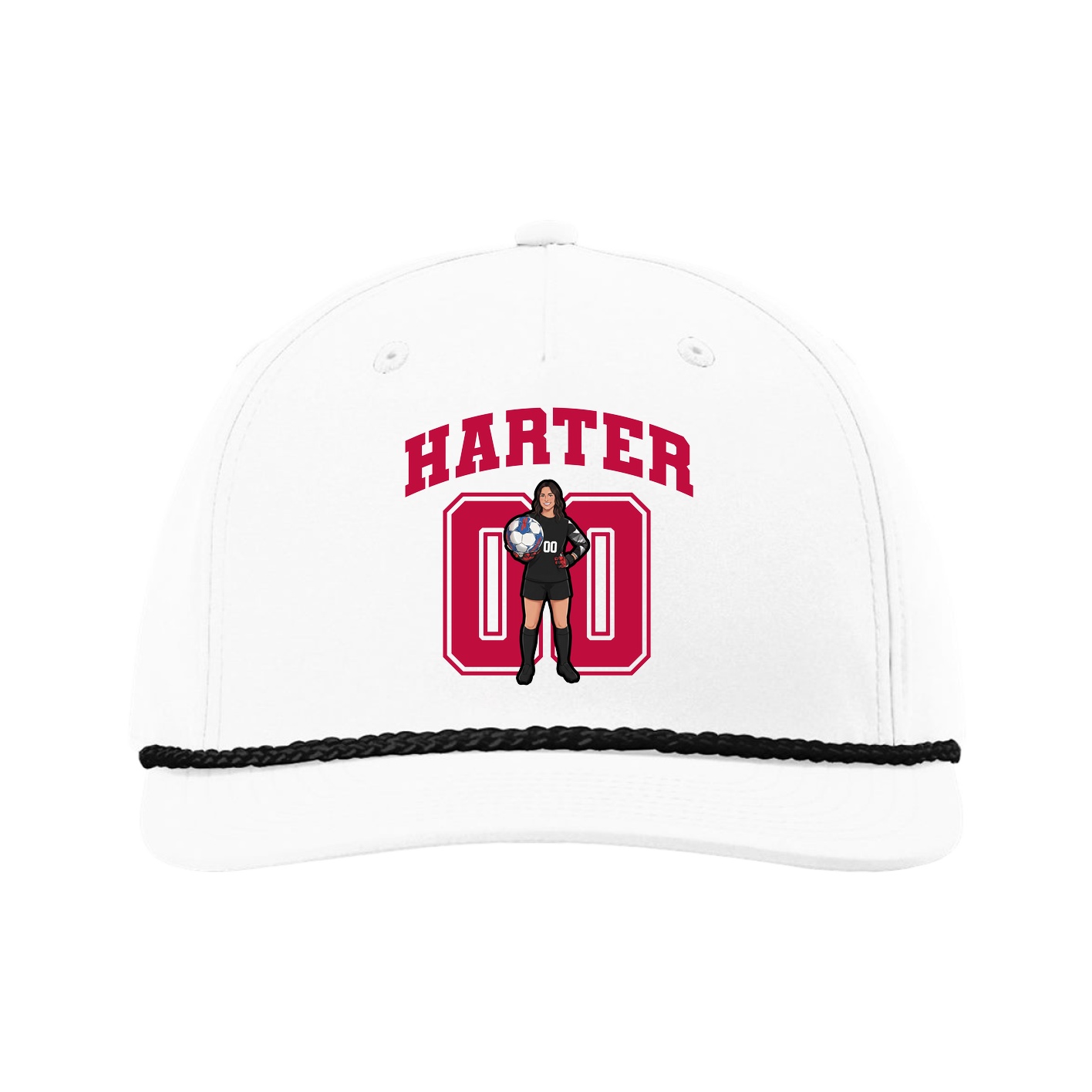 Five-Panel Classic Rope Cap — Number in White