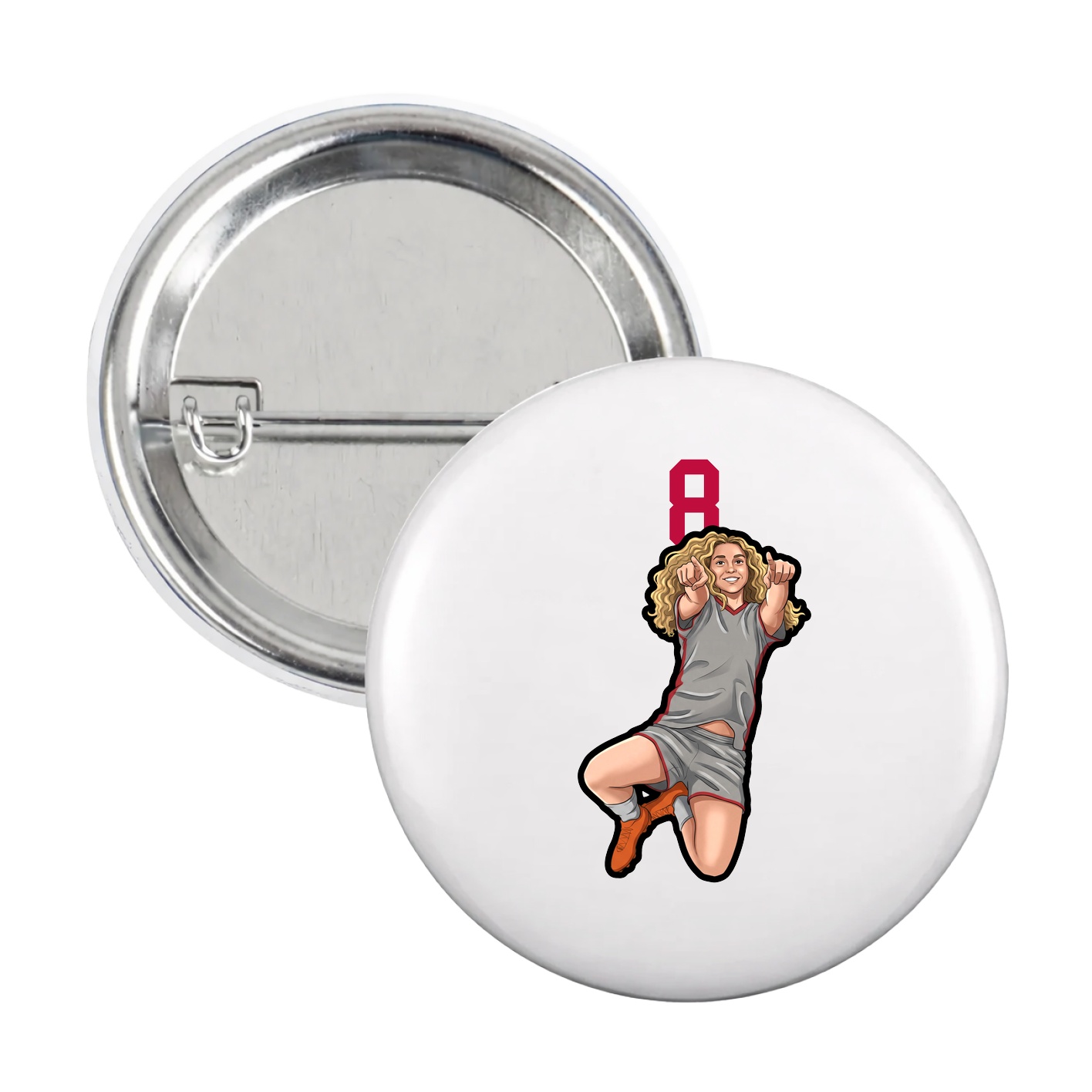 Game Day Button — Number Top in White
