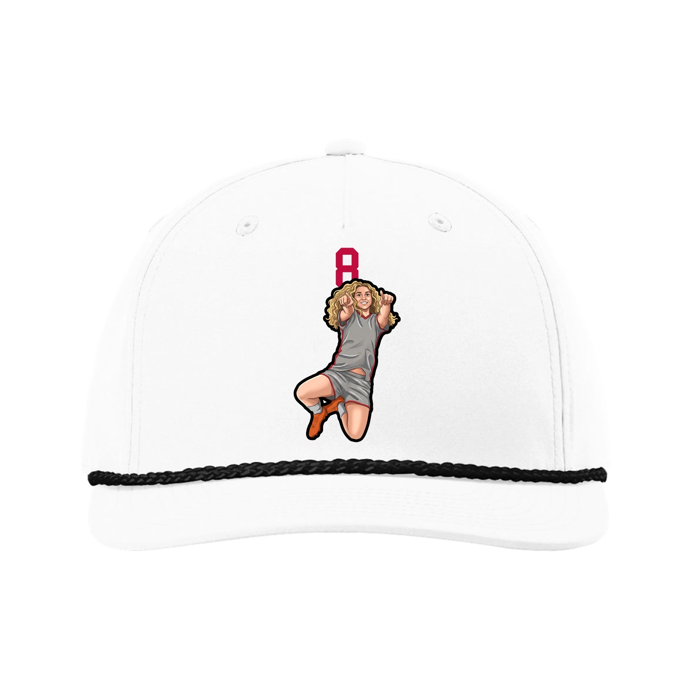 Five-Panel Classic Rope Cap — Number Top in White