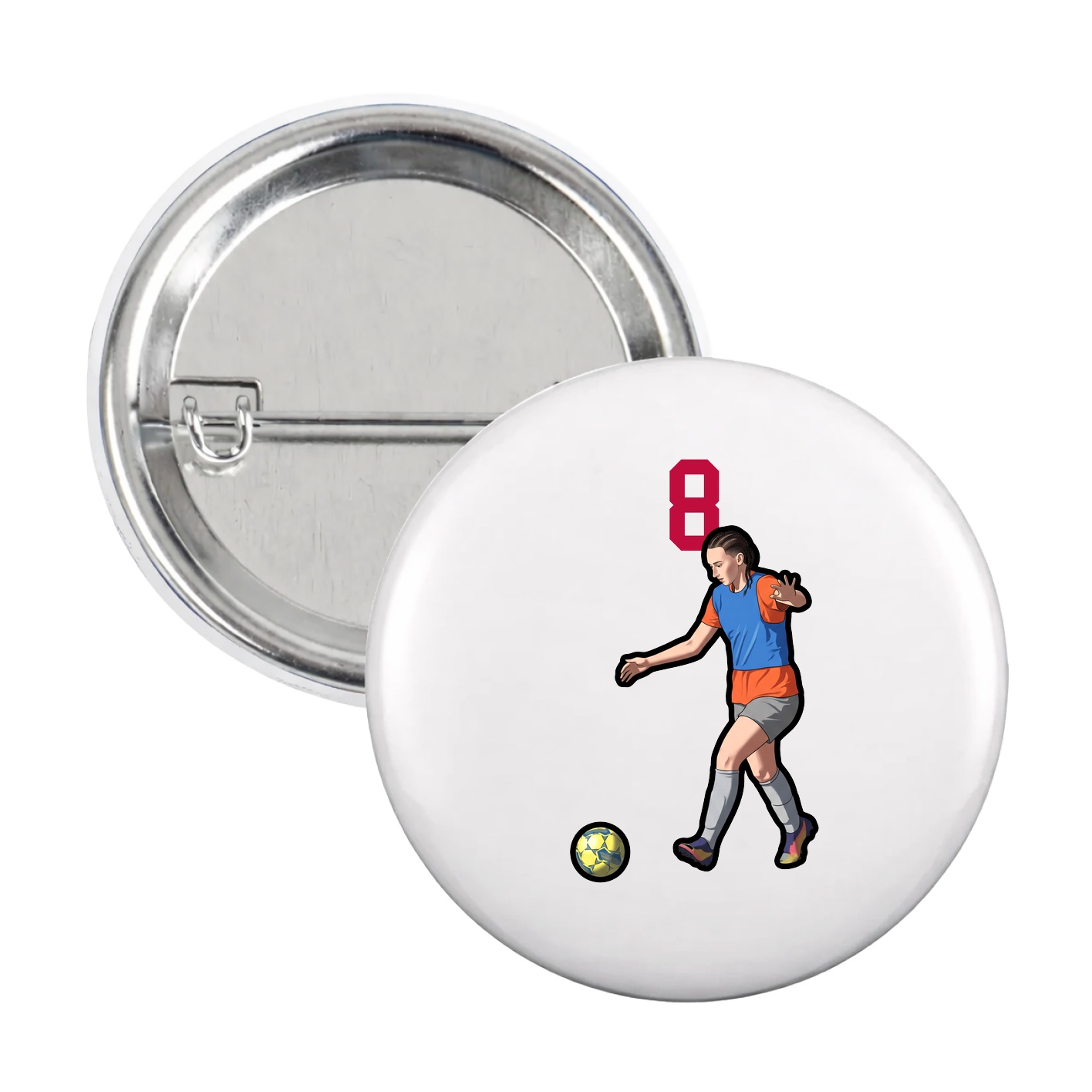 Game Day Button — Number Top in White