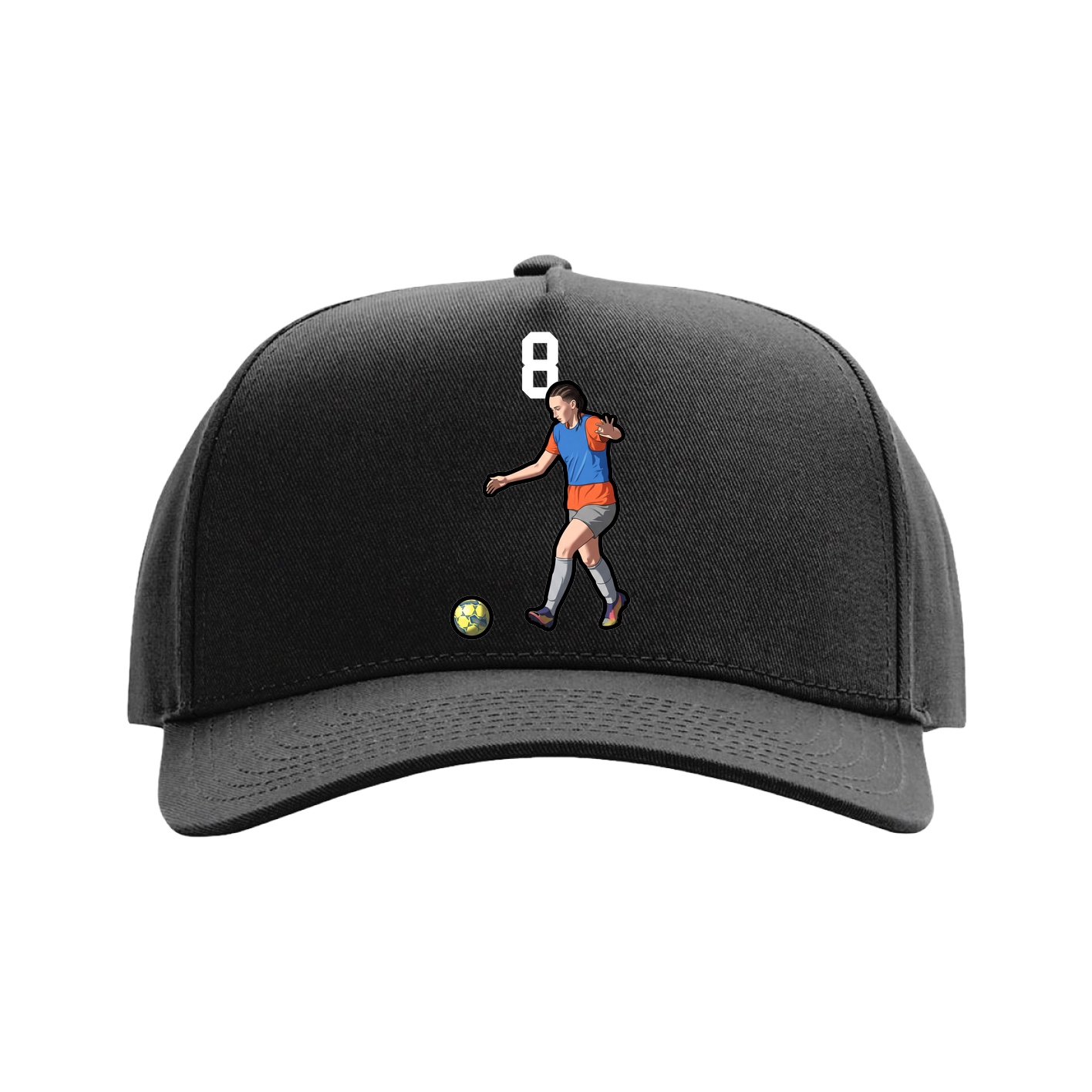 Full Fabric Five-Panel Champ Cap — Number Top in Black