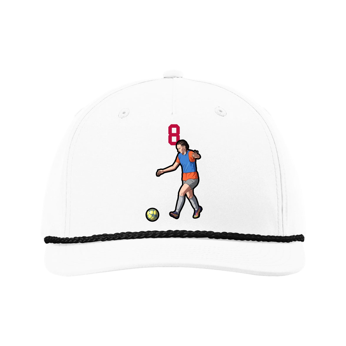 Five-Panel Classic Rope Cap — Number Top in White
