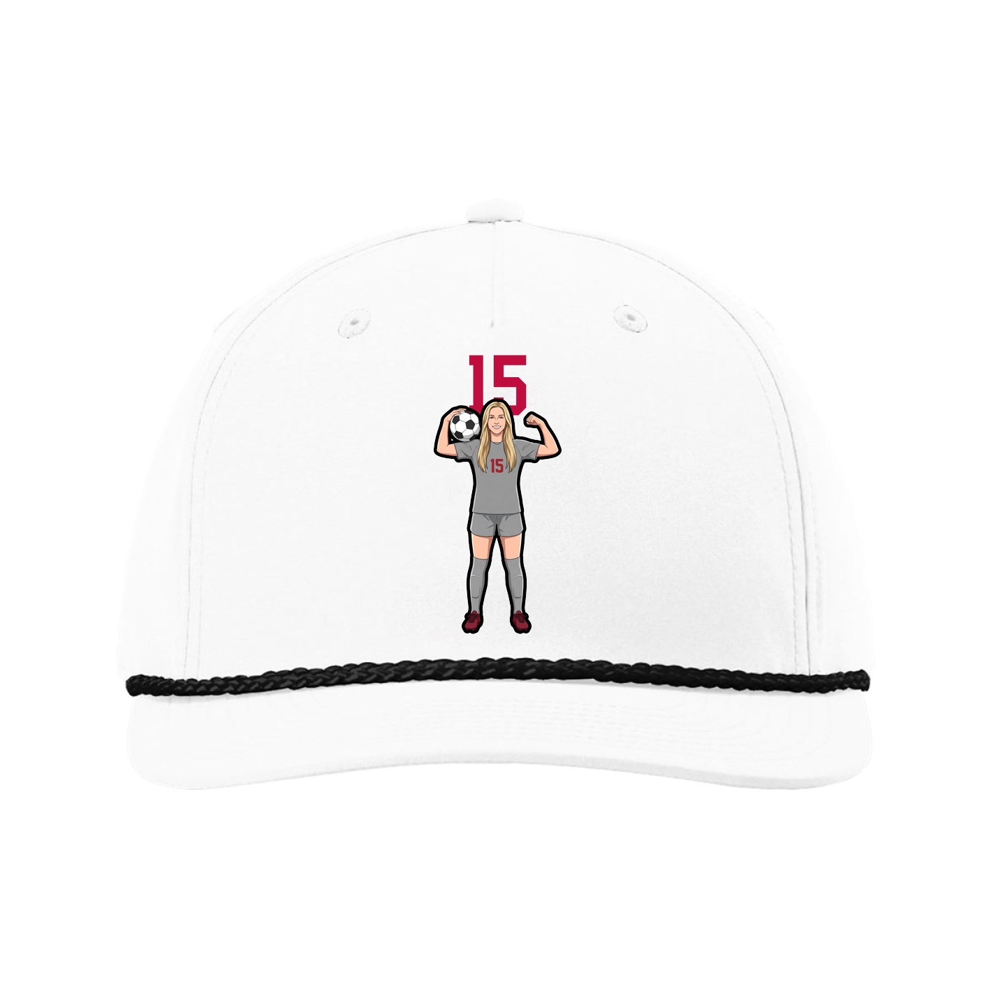 Five-Panel Classic Rope Cap — Number Top in White