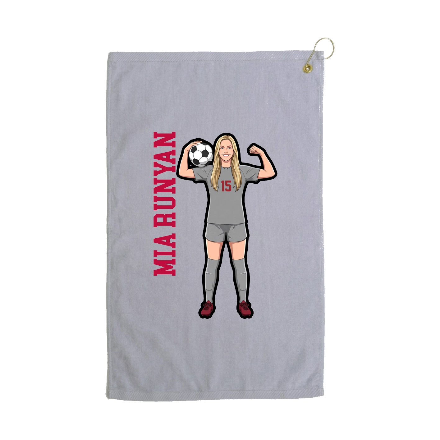 Golf Towel — Name Vertical in Grey