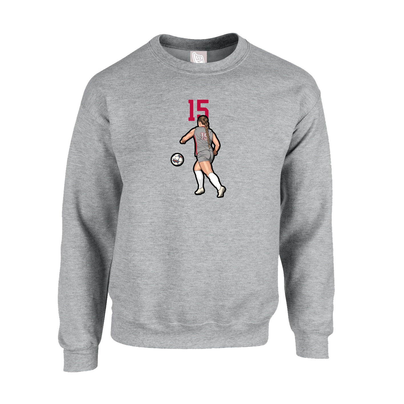 Fleece Crew — Number Top in Grey